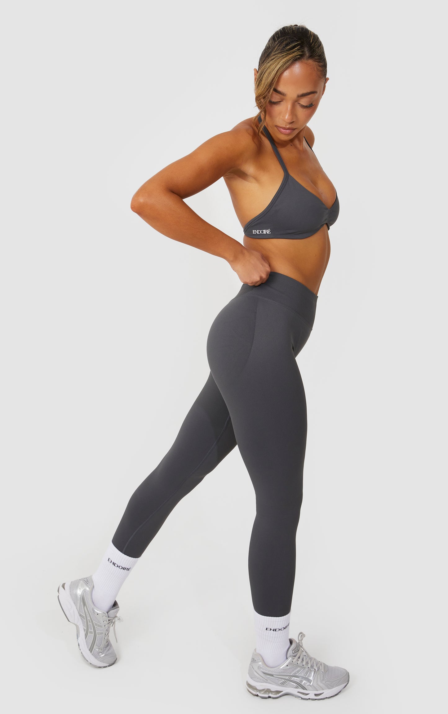 Elevate Halter Neck Strappy Bra - Grey