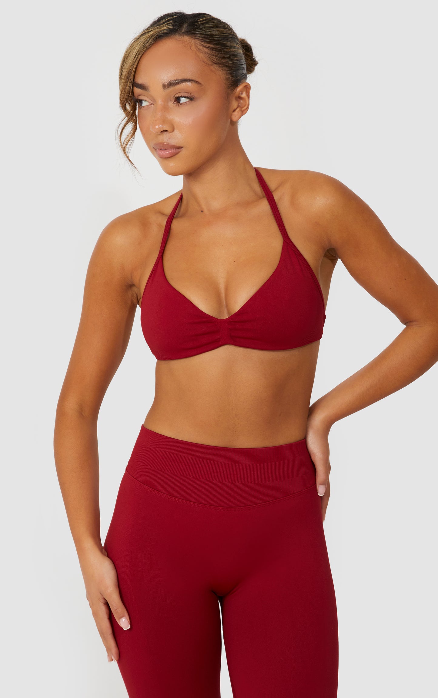 Elevate Halter Neck Strappy Bra - Wine