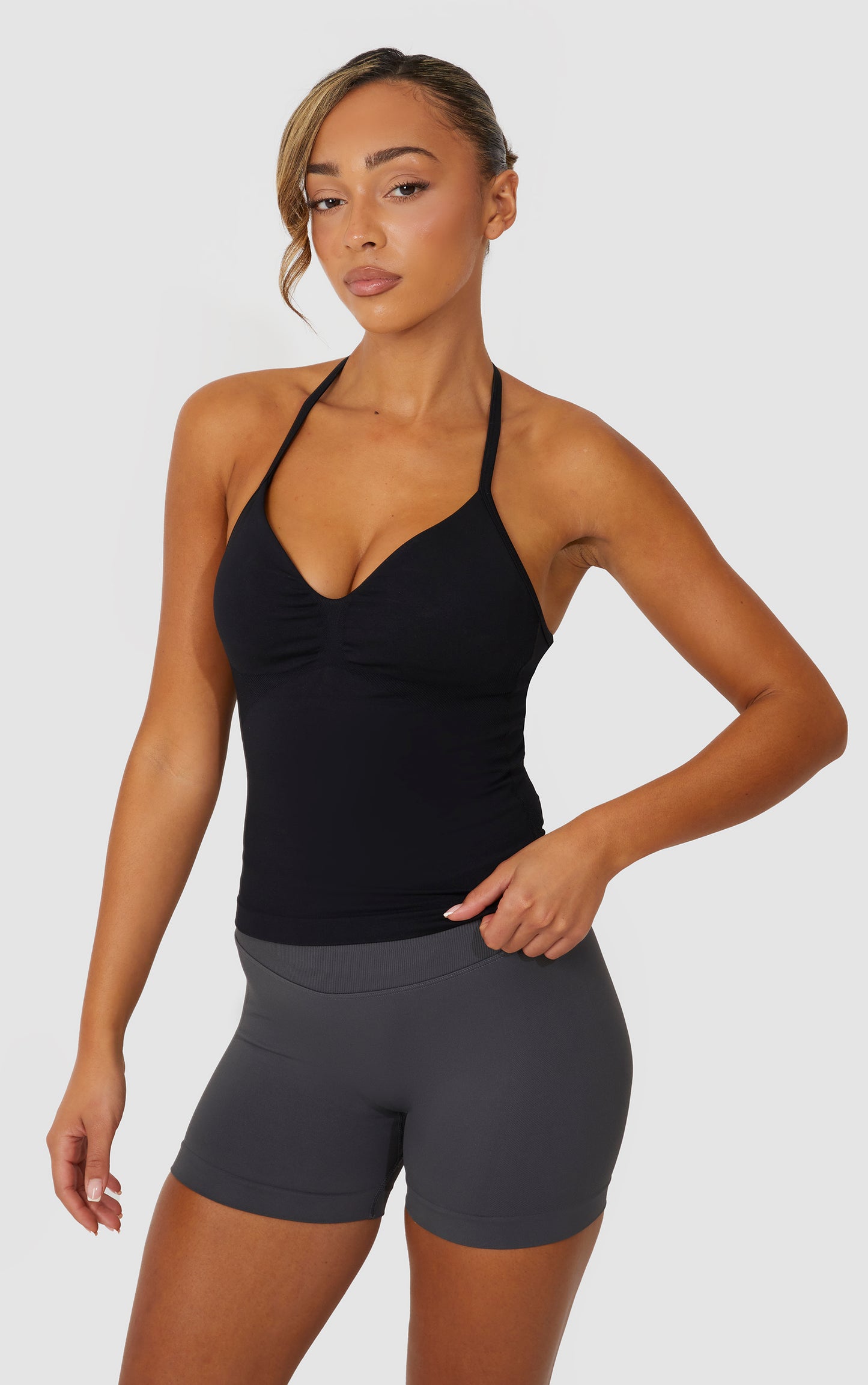 Elevate Strappy Longline Top - Black