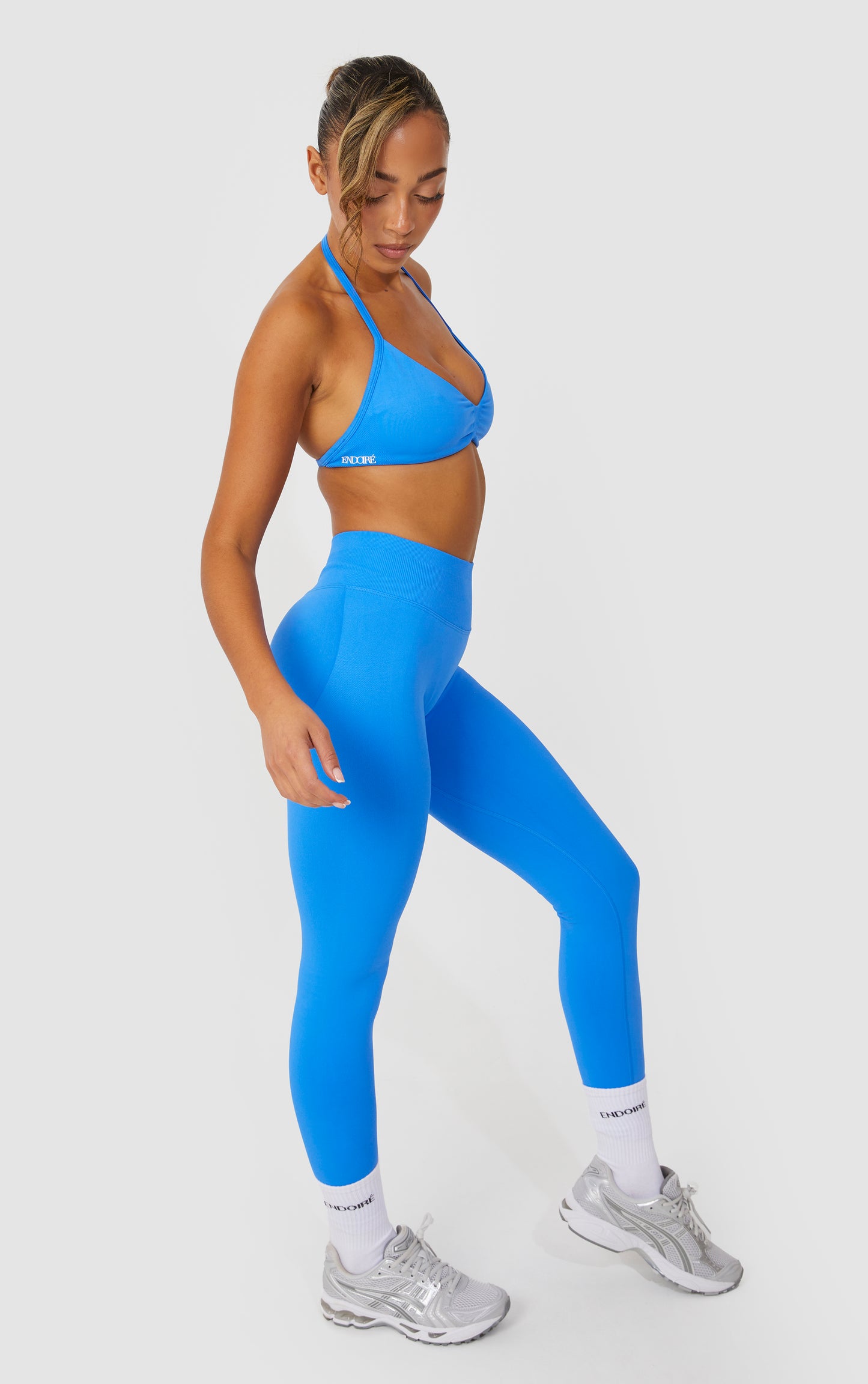 Elevate Halter Neck Strappy Bra - Blue