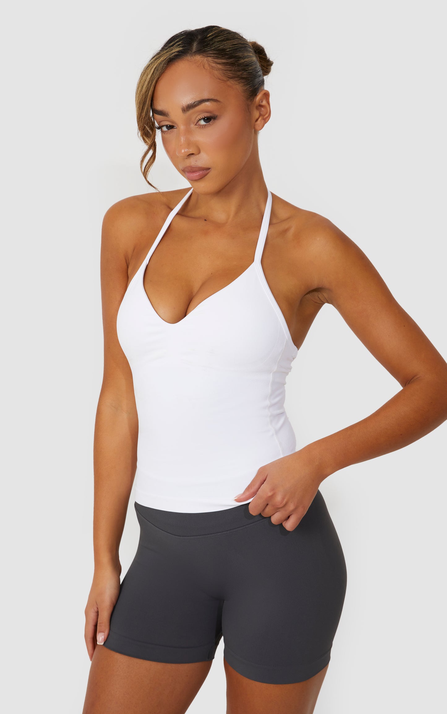 Elevate Strappy Longline Top - White
