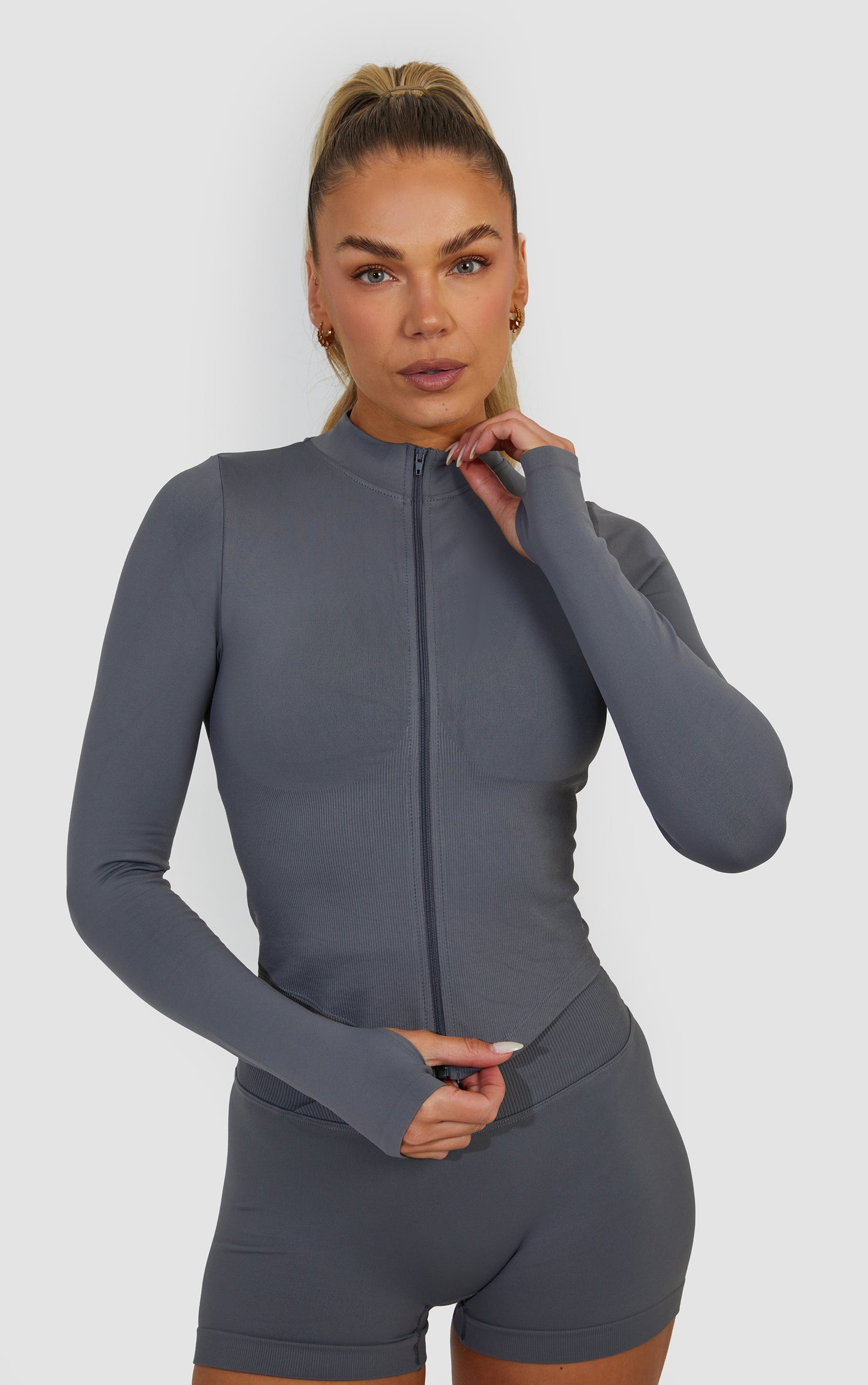 Ribbed Contour Jacket - Steel Grey