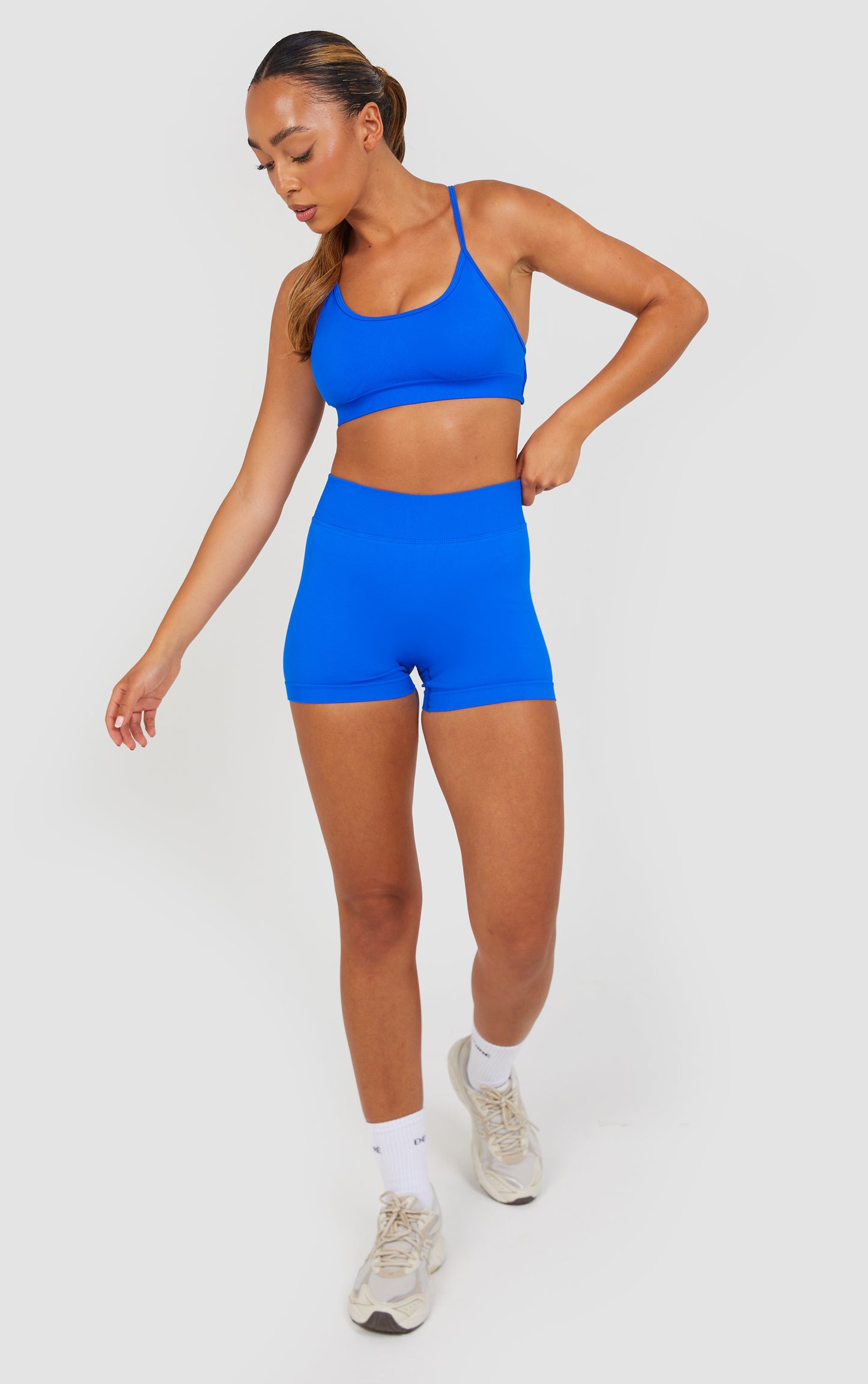 Flex Cross Strap Bra and Shorts Set - Cobalt Blue