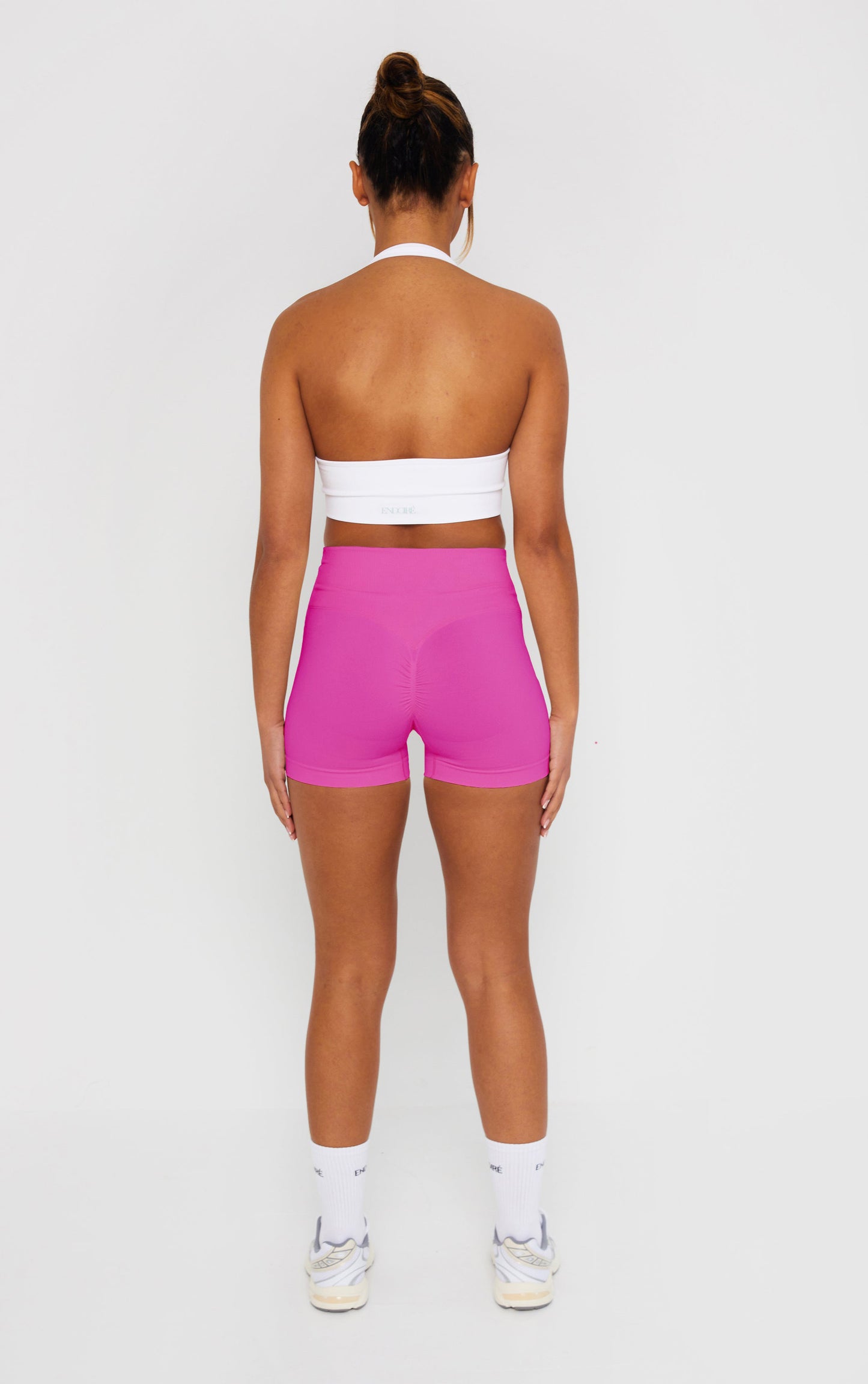 Statement Cross Waist Band Scrunch Shorts - Pink