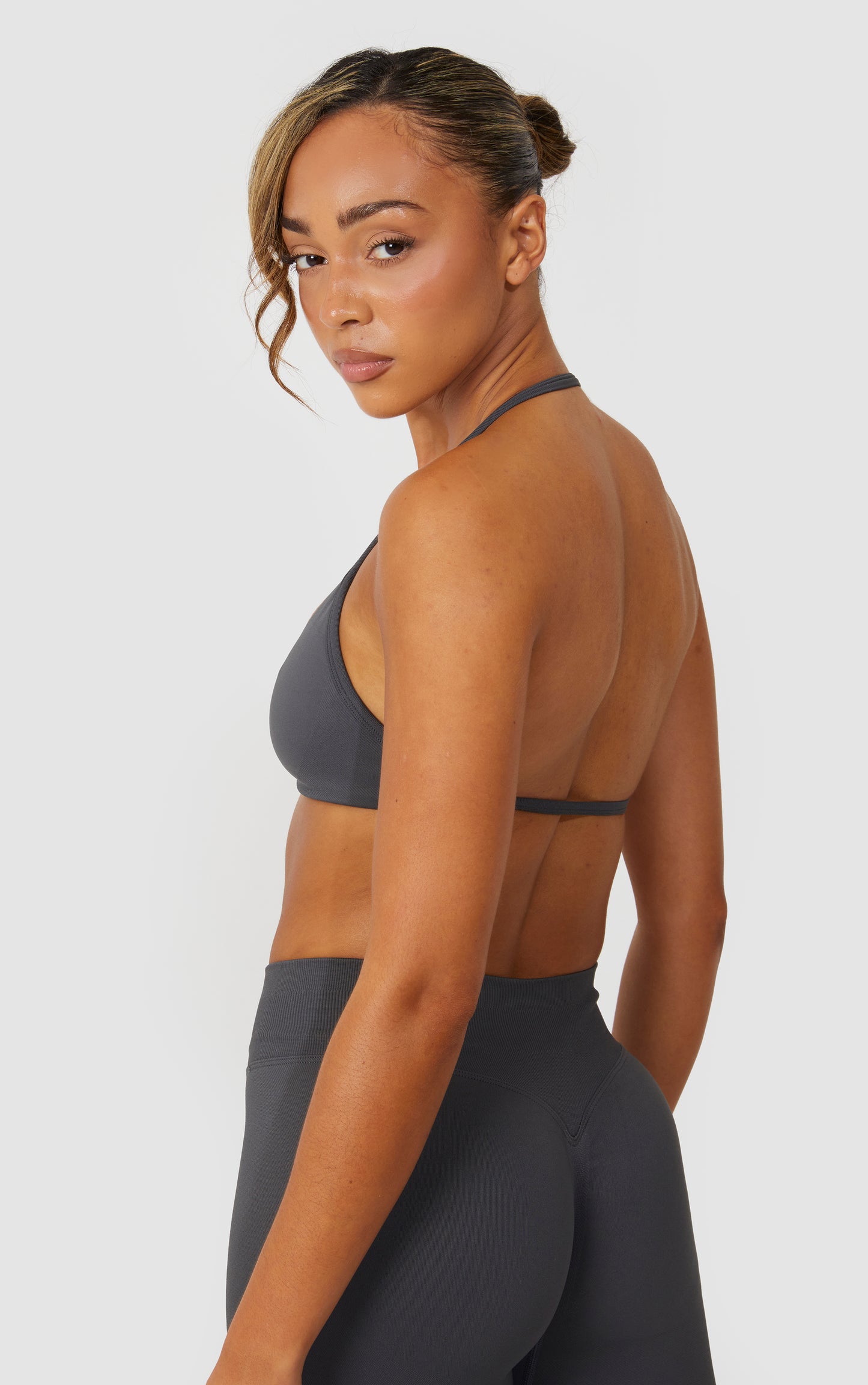 Elevate Halter Neck Strappy Bra - Grey