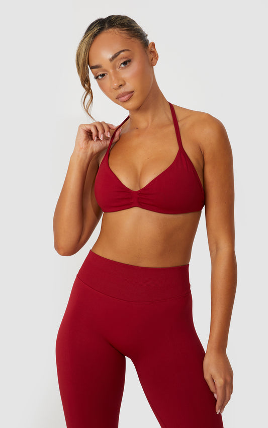 Elevate Halter Neck Strappy Bra - Wine