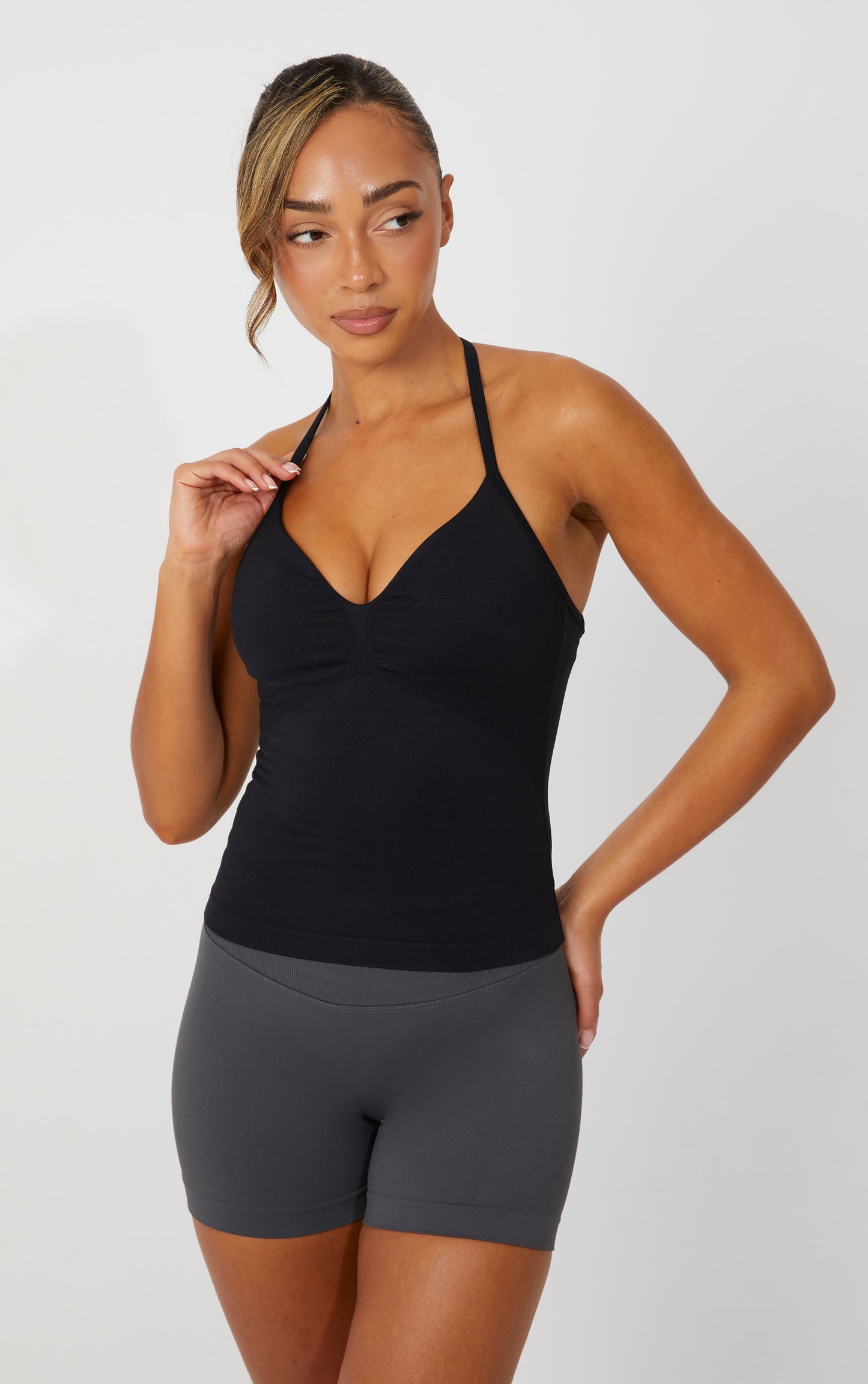 Elevate Strappy Longline Top - Black
