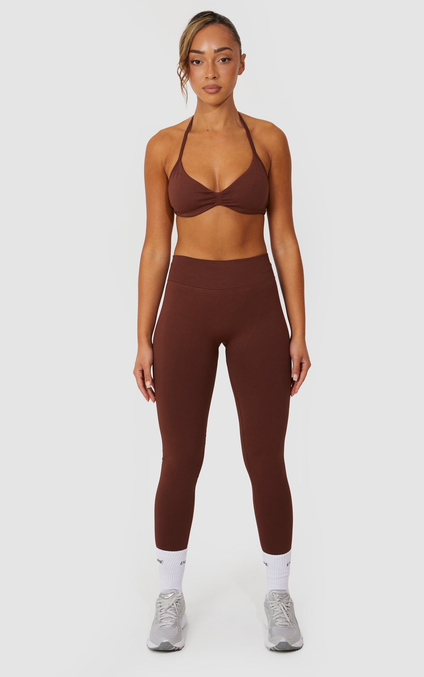 Elevate Halter Neck Strappy Bra - Brown