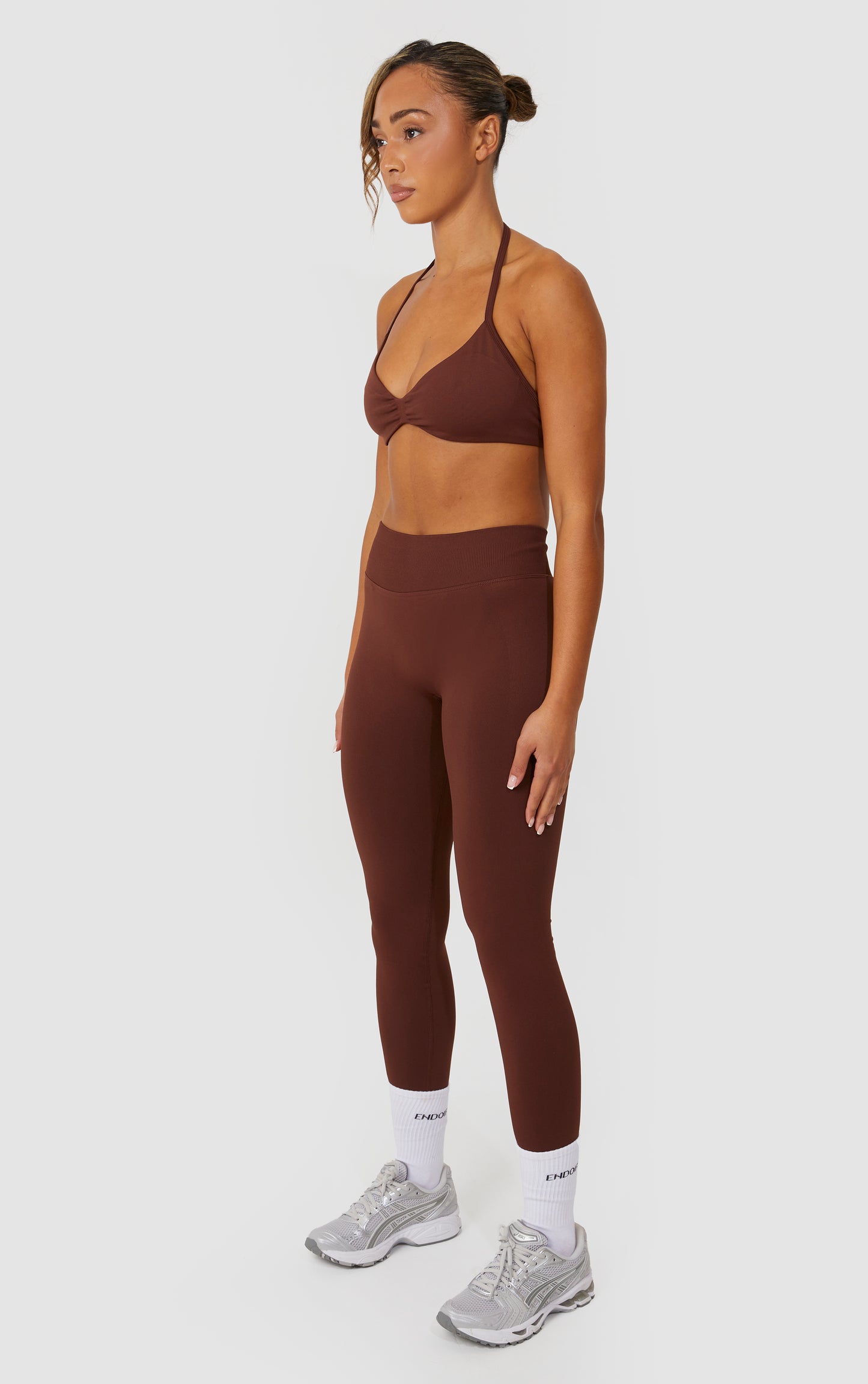Elevate Halter Neck Strappy Bra - Brown