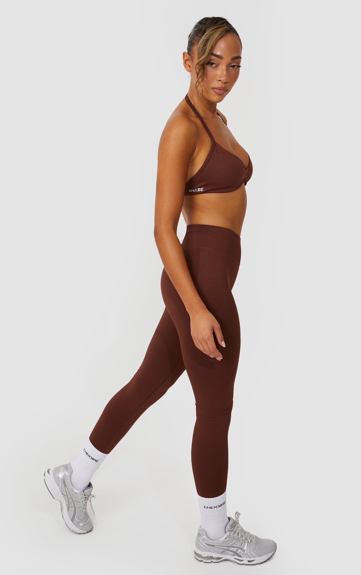 Elevate Halter Neck Strappy Bra - Brown