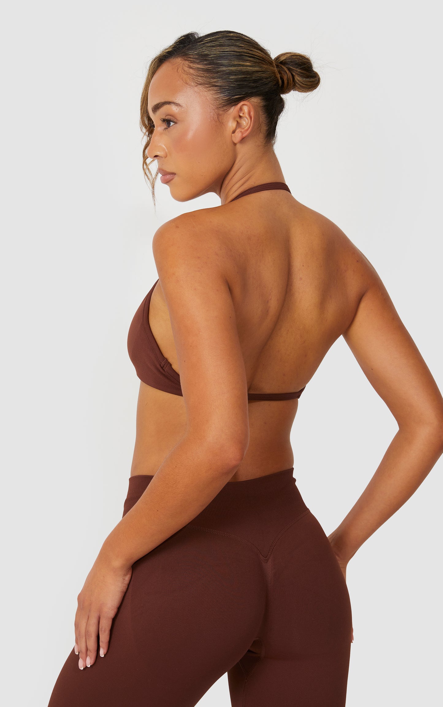 Elevate Halter Neck Strappy Bra - Brown