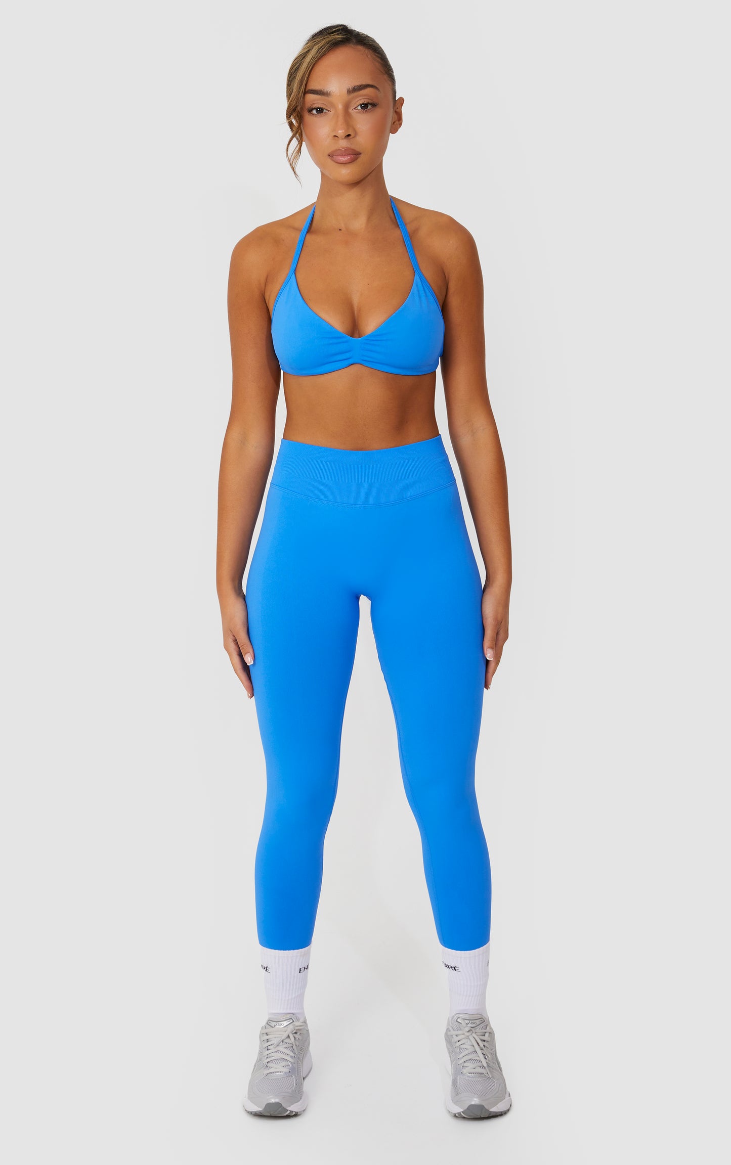 Elevate Halter Neck Strappy Bra - Blue