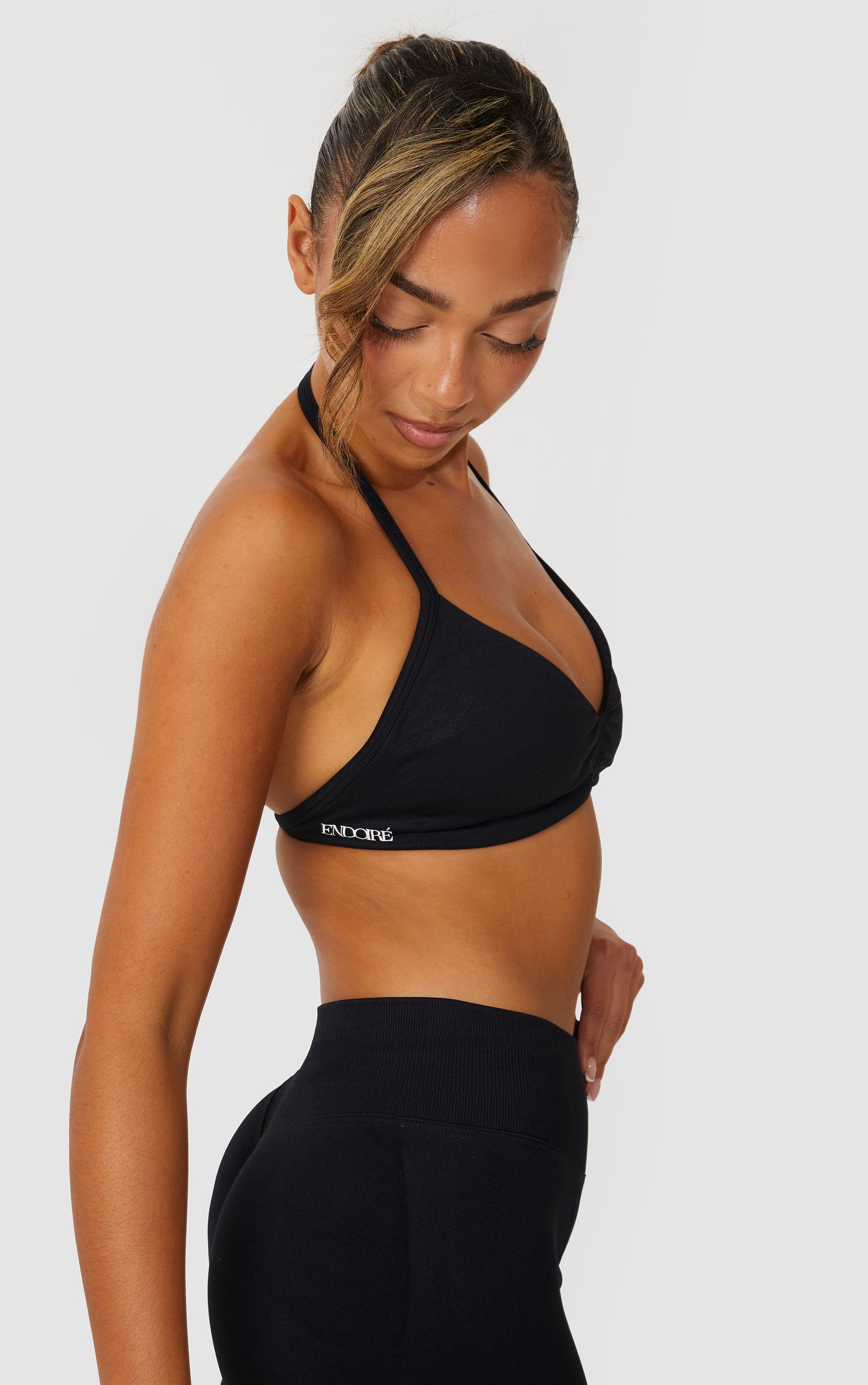 Elevate Halter Neck Strappy Bra - Black