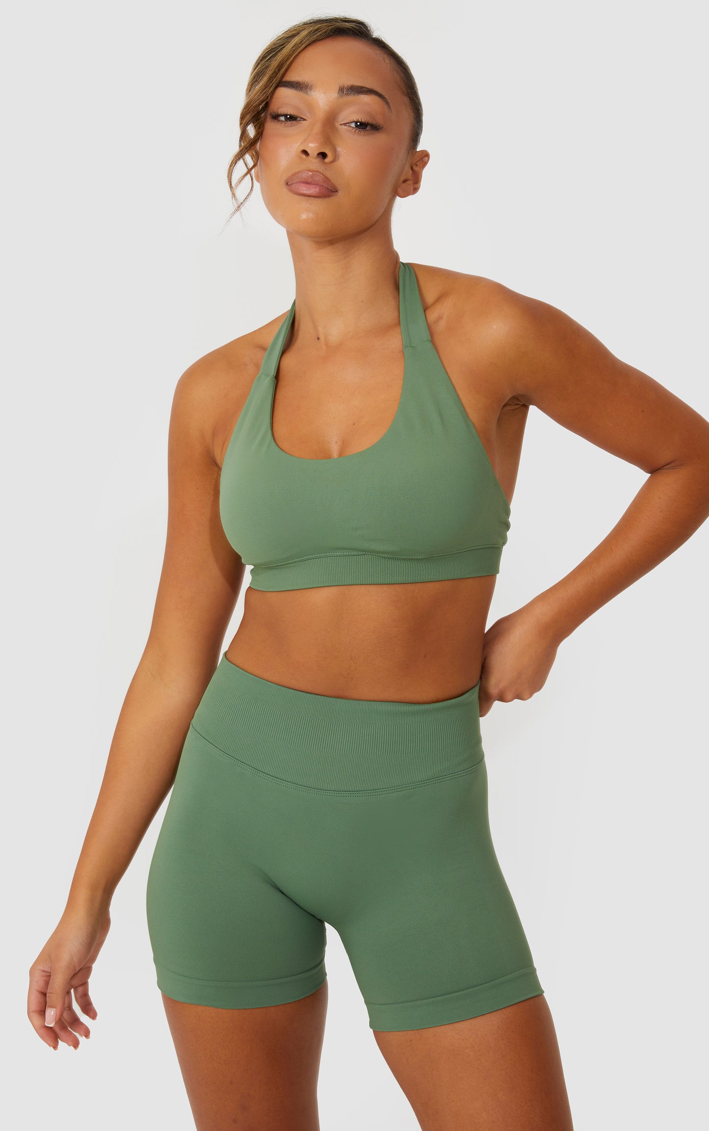 Elevate Halter Neck Bra - Khaki
