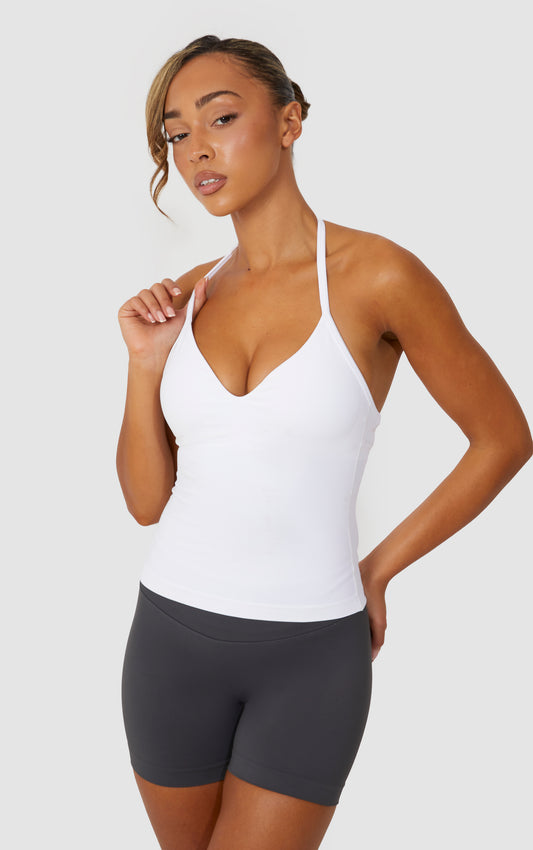 Elevate Strappy Longline Top - White