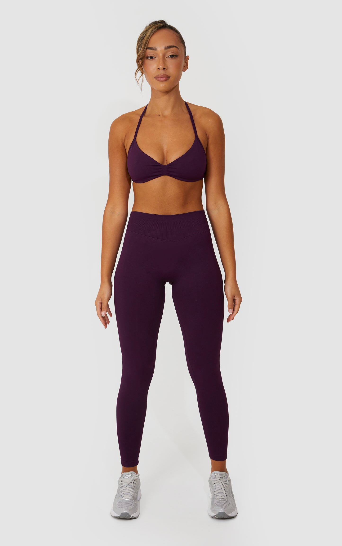 Elevate Halter Neck Strappy Bra - Purple