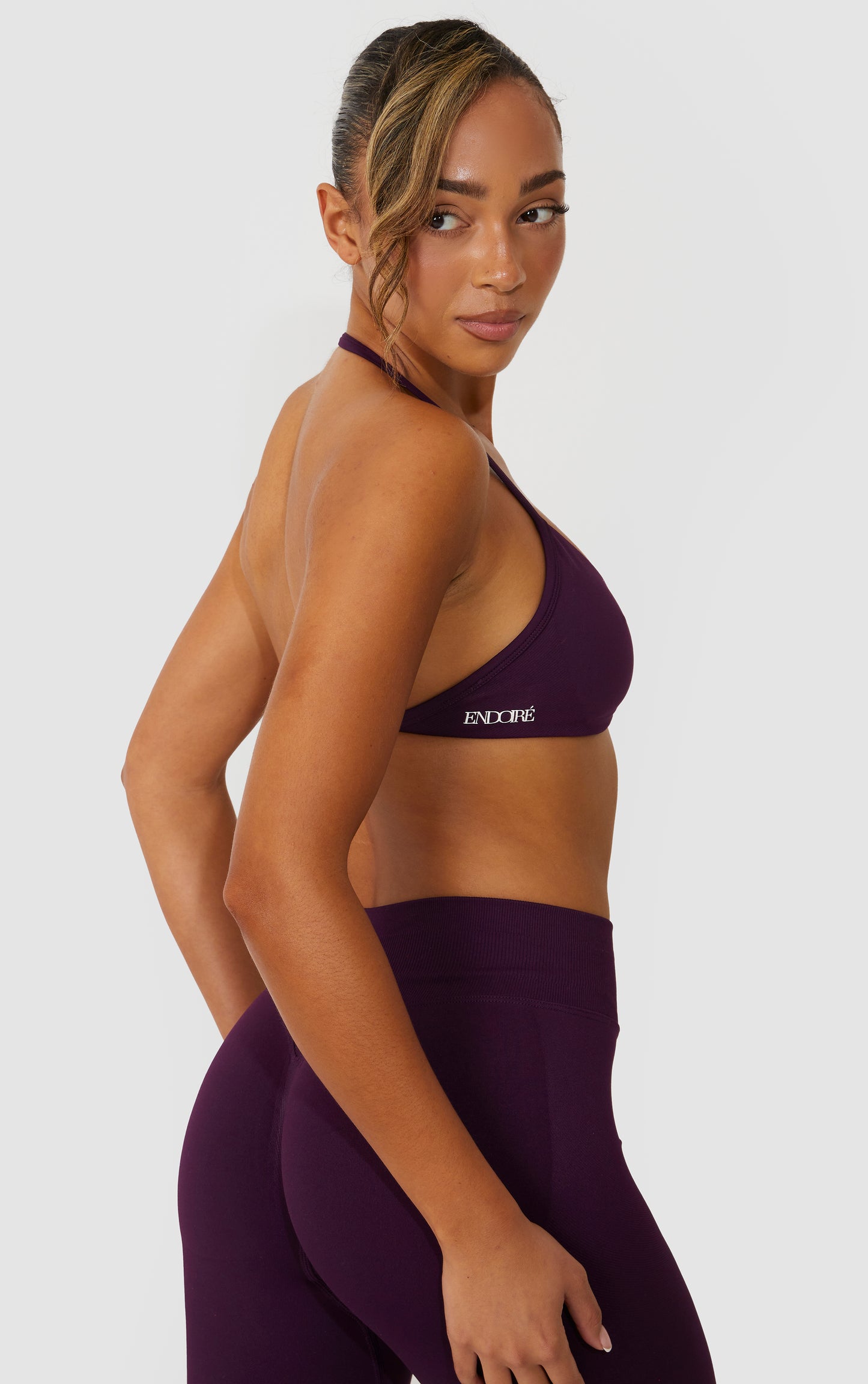 Elevate Halter Neck Strappy Bra - Purple