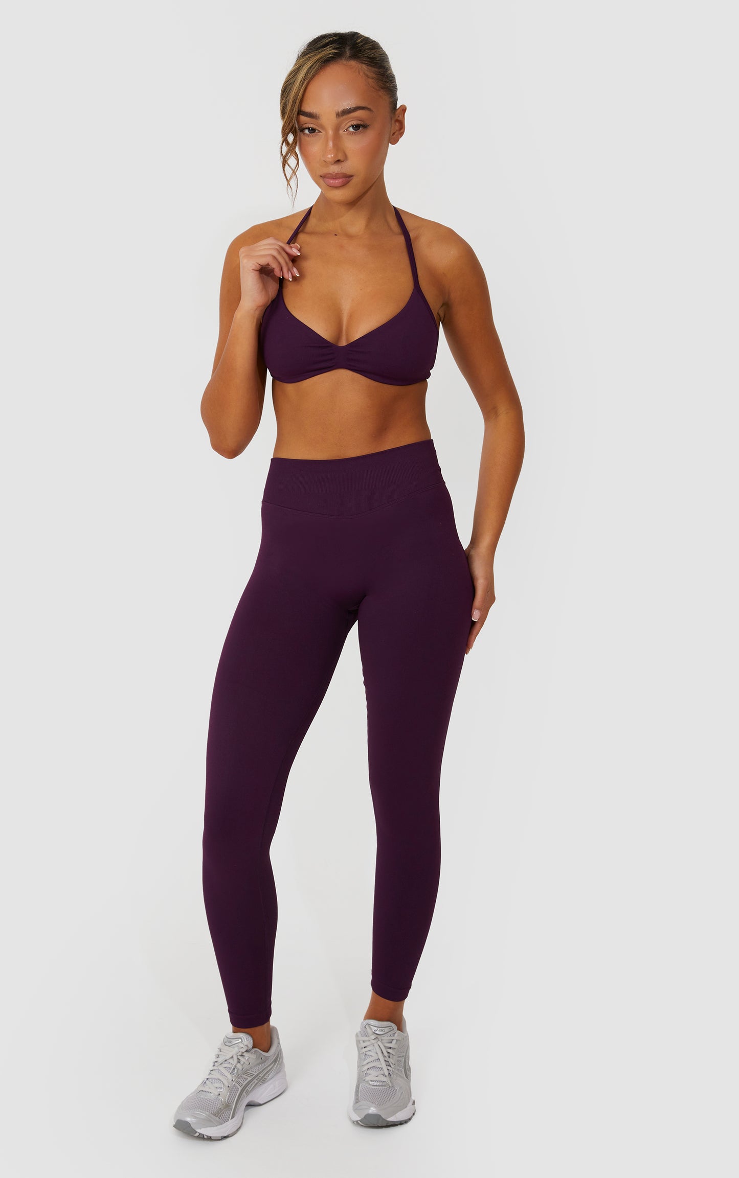 Elevate Halter Neck Strappy Bra - Purple