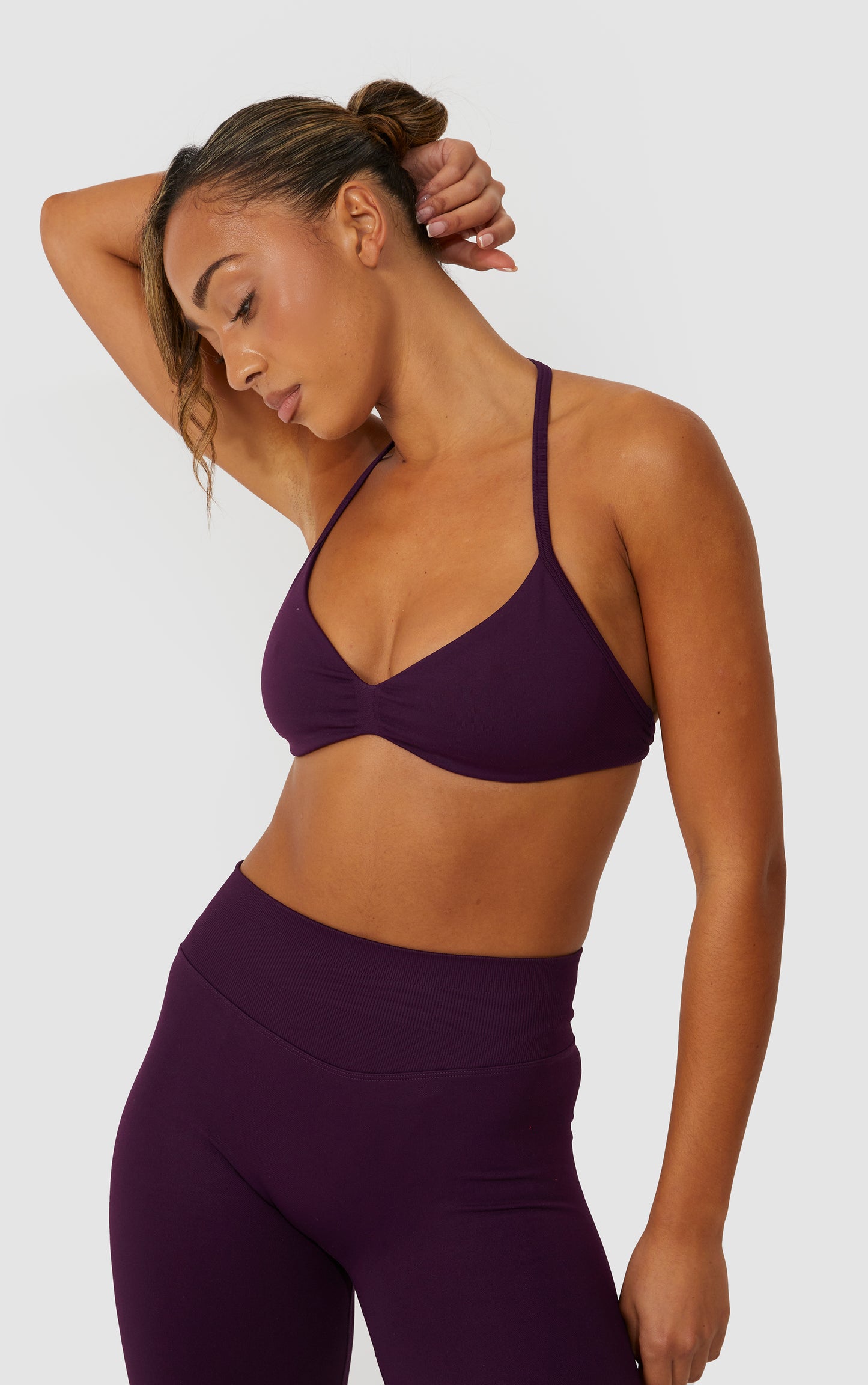Elevate Halter Neck Strappy Bra - Purple
