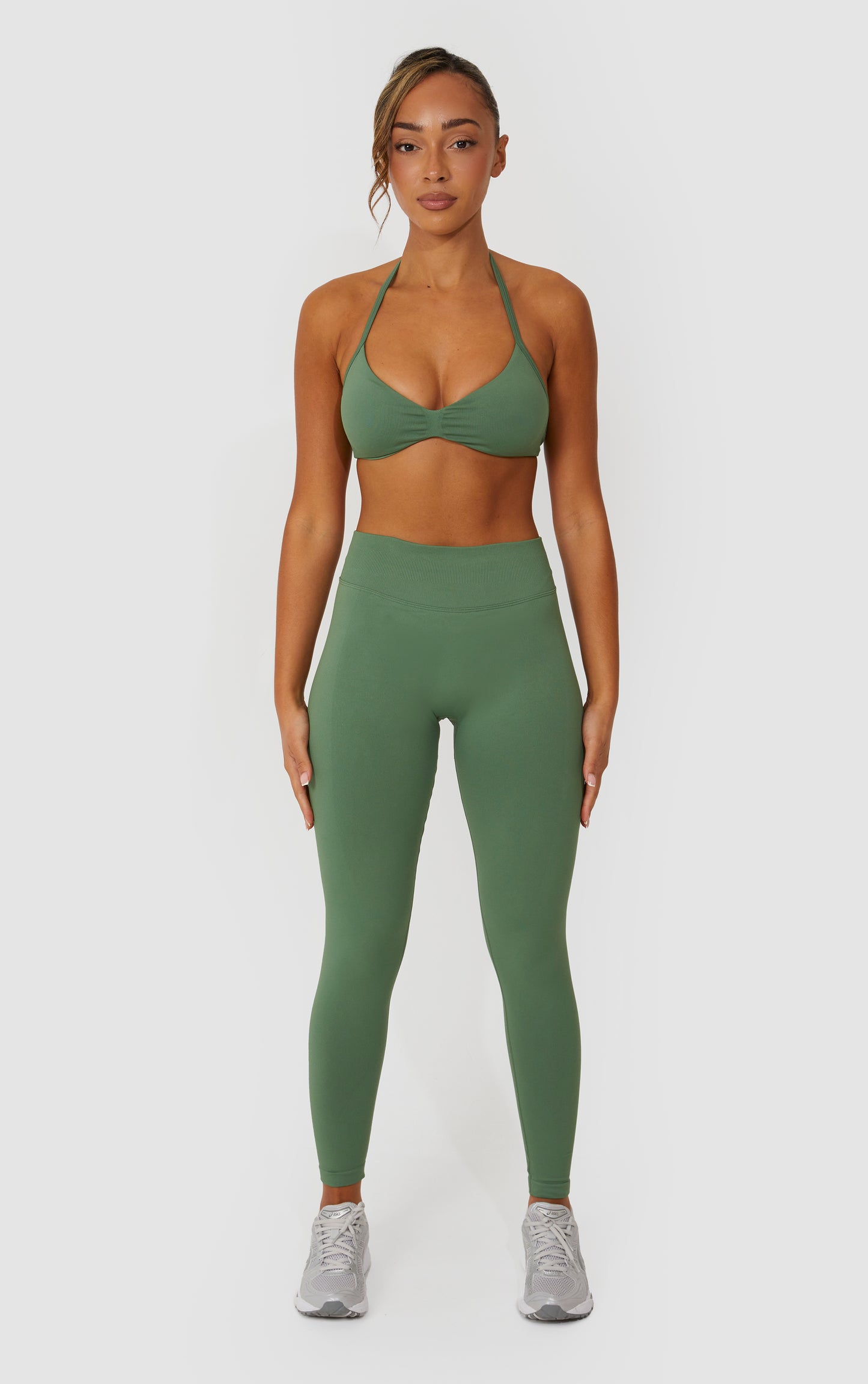 Elevate Halter Neck Strappy Bra - Khaki