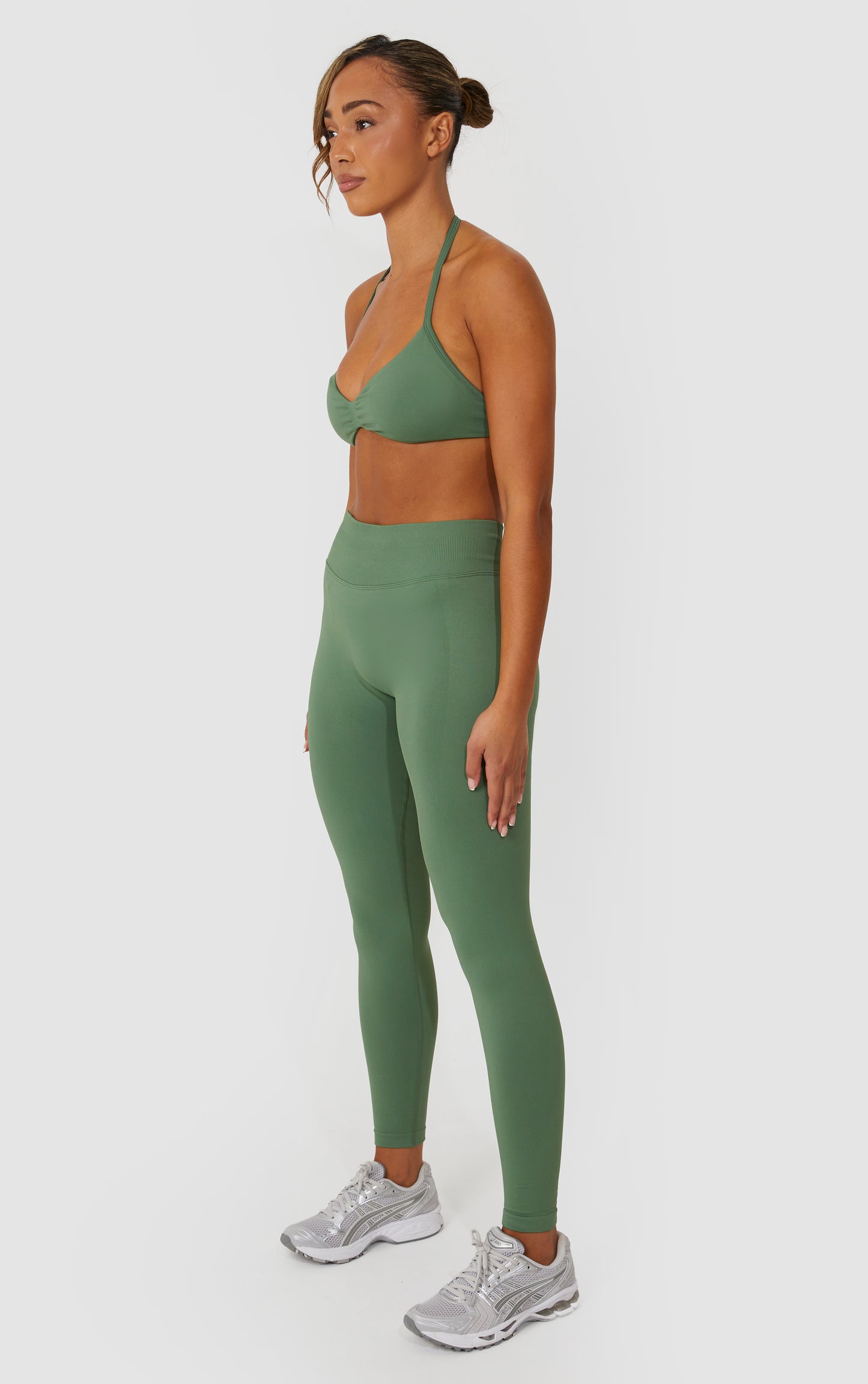 Elevate Halter Neck Strappy Bra - Khaki