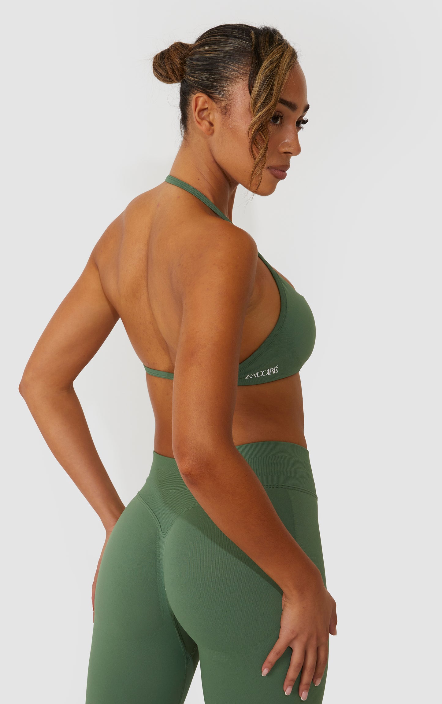 Elevate Halter Neck Strappy Bra - Khaki