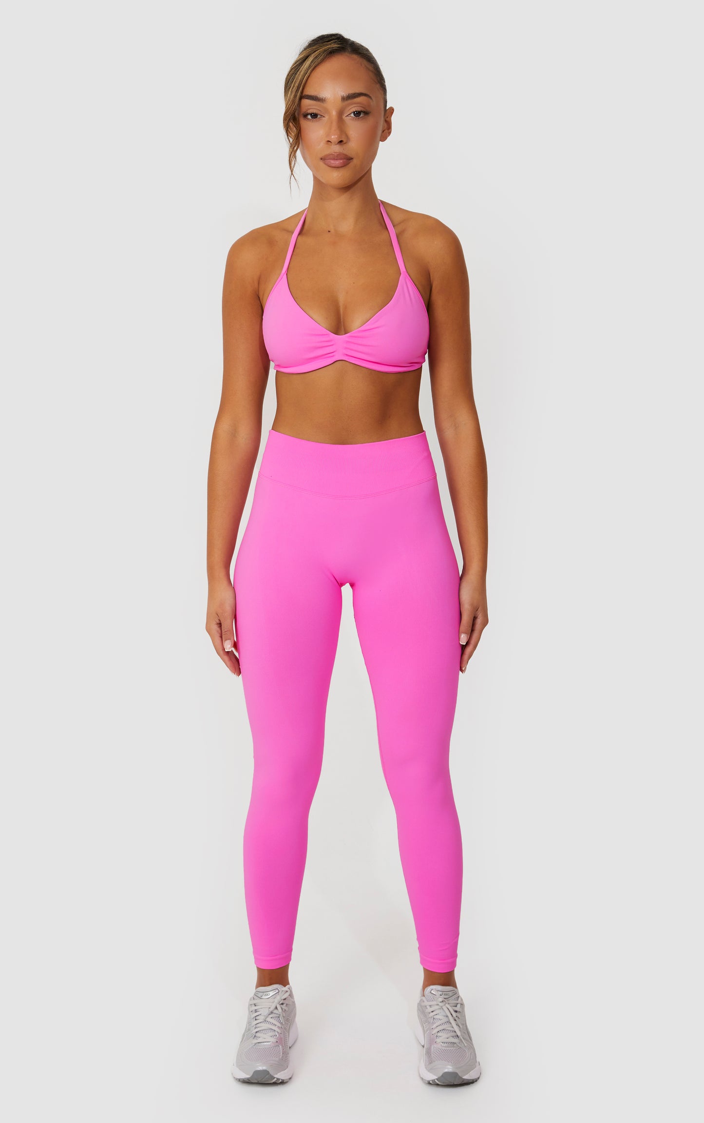 Elevate Halter Neck Strappy Bra - Pink