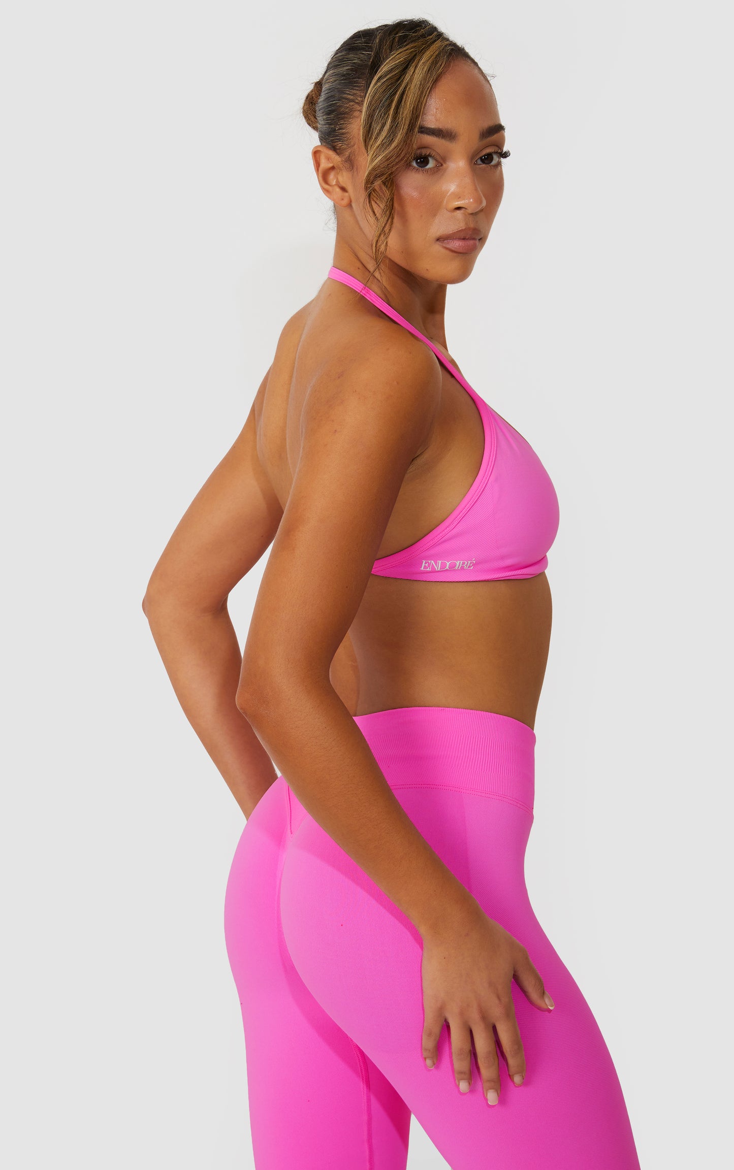 Elevate Halter Neck Strappy Bra - Pink