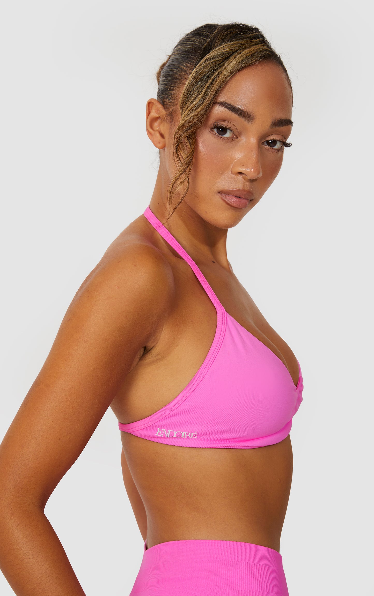 Elevate Halter Neck Strappy Bra - Pink