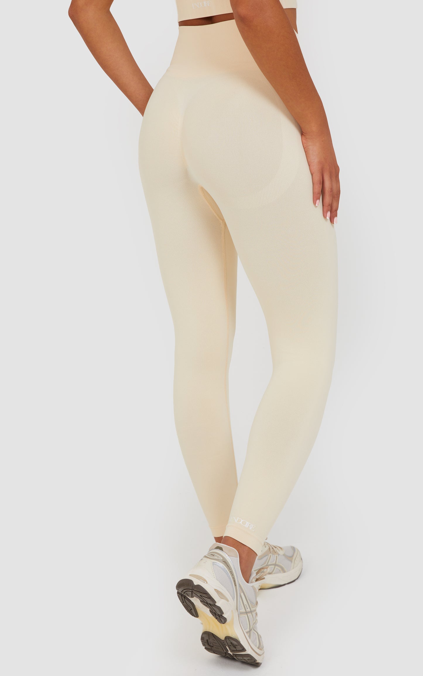 Soft Active Halter Neck Scrunch Leggings Set - Cream