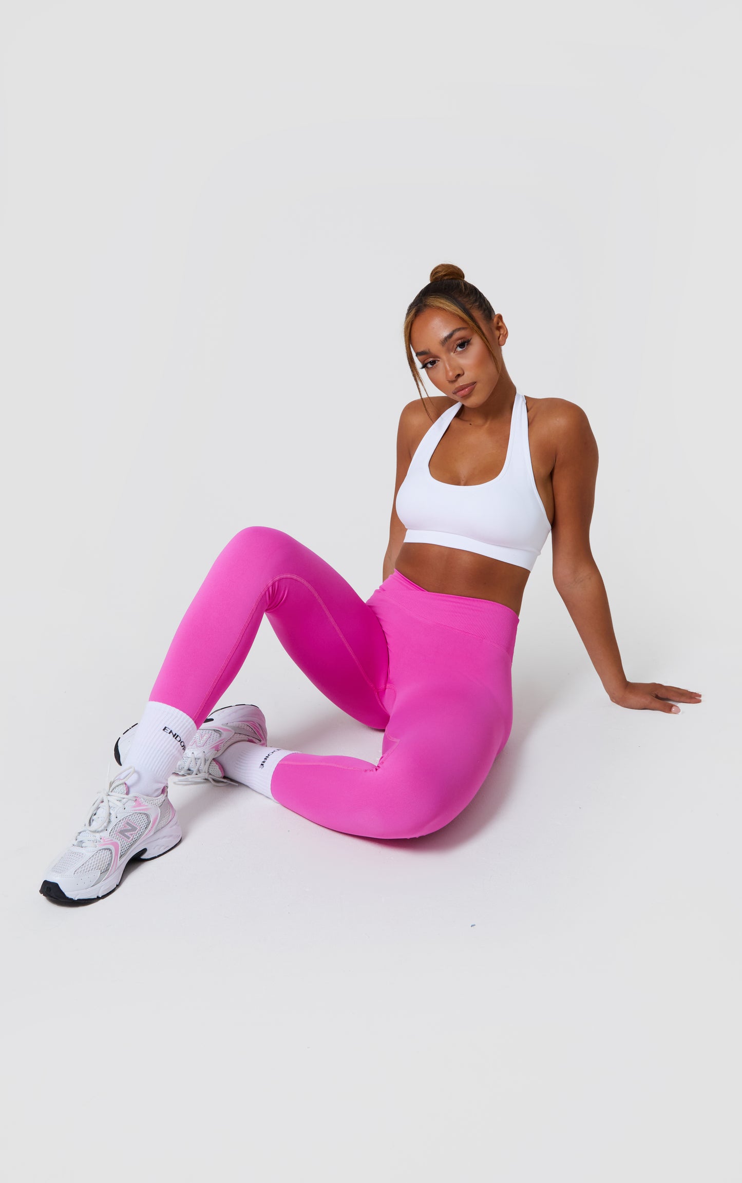 Cross Waist Band Scrunch Leggings - Pink