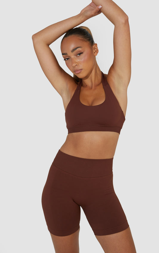 Elevate Halter Neck Bra - Brown