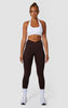 Cross Waist Band Scrunch Leggings - Brown