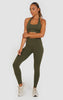 Soft Active Halter Neck Scrunch Leggings Set - Khaki