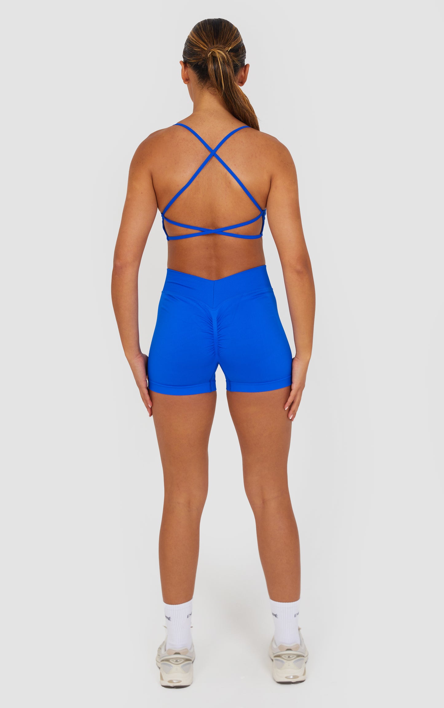 Flex Cross Strap Bra and Shorts Set - Cobalt Blue