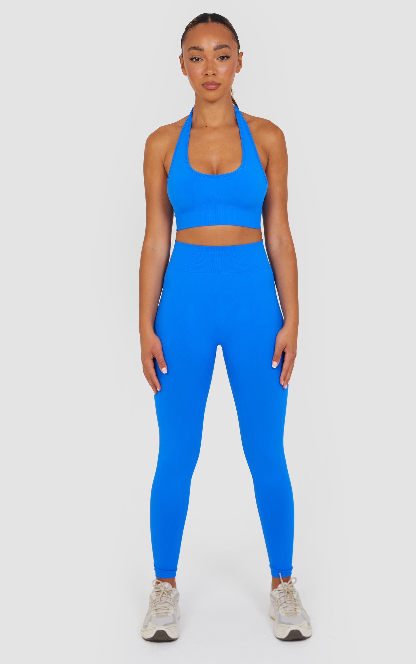 Soft Active Halter Neck Scrunch Leggings Set - Cobalt Blue