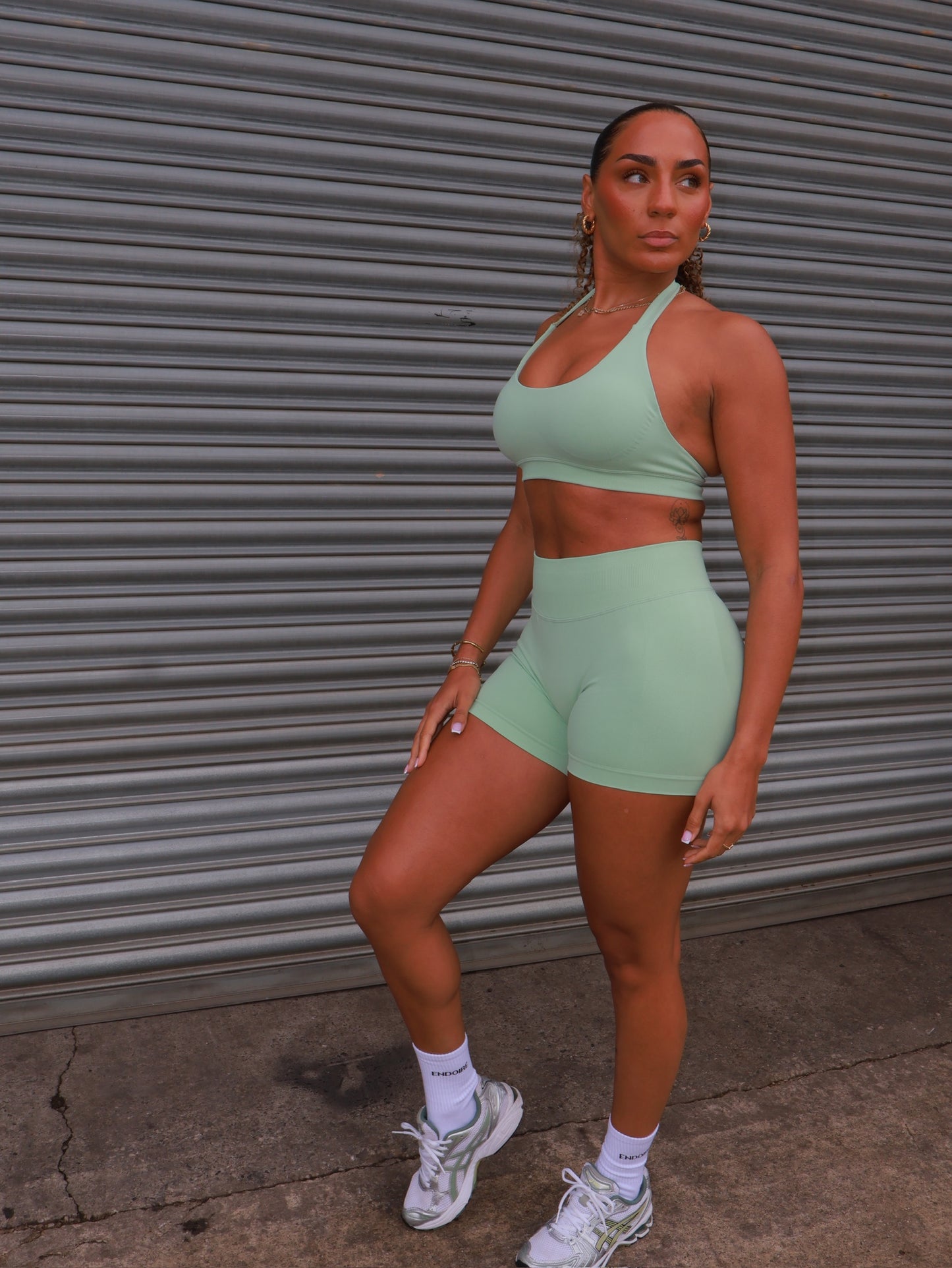 Elevate Halter Neck Bra - Pistachio