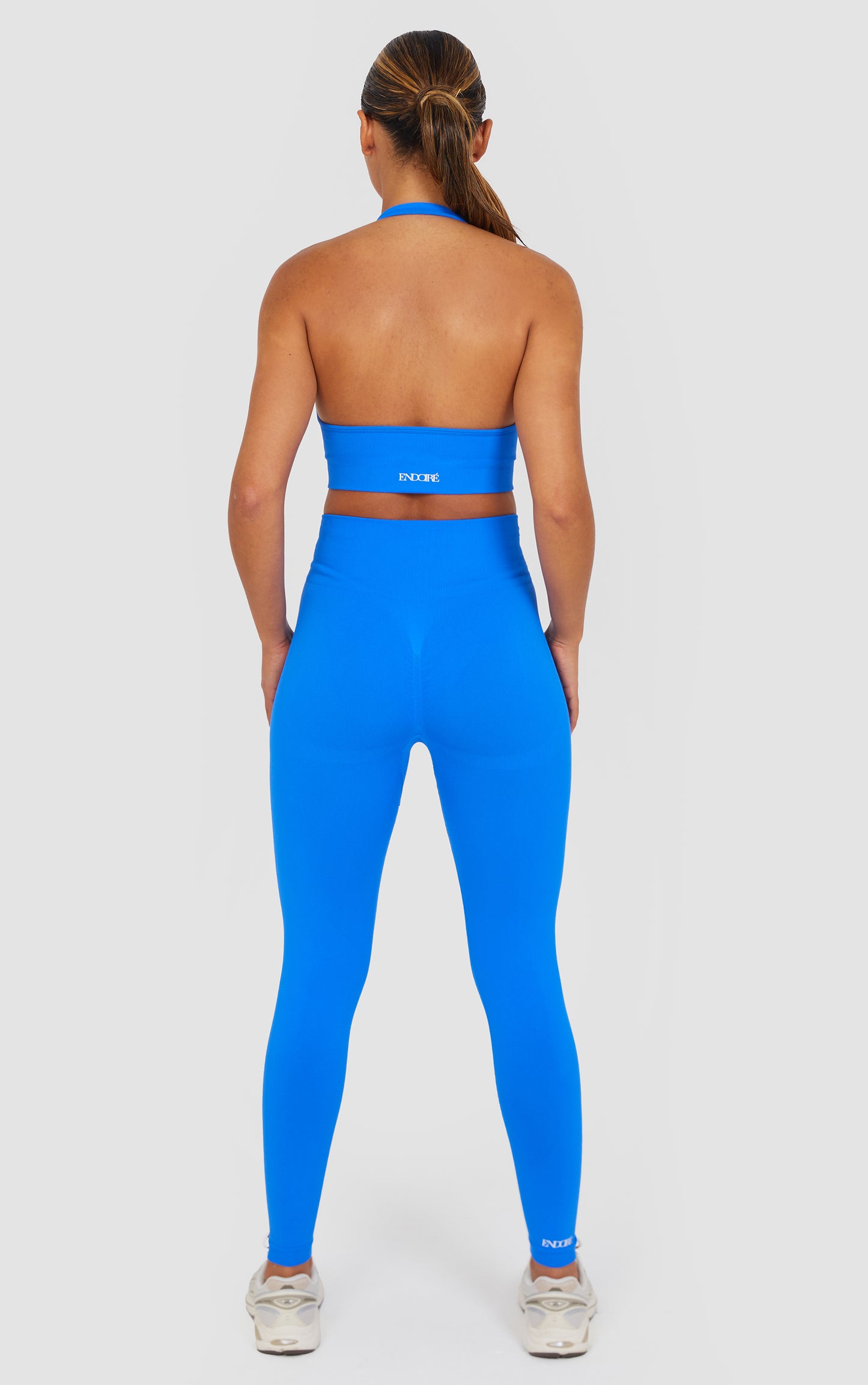 Soft Active Halter Neck Scrunch Leggings Set - Cobalt Blue