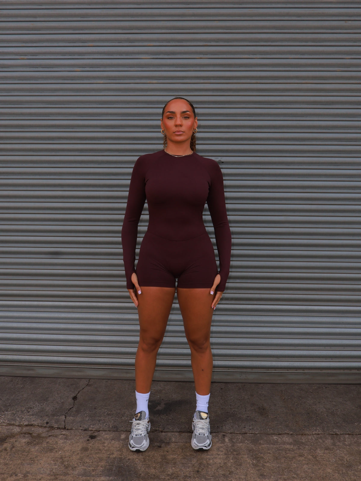 Signature Long Sleeve One Piece - Plum Brown
