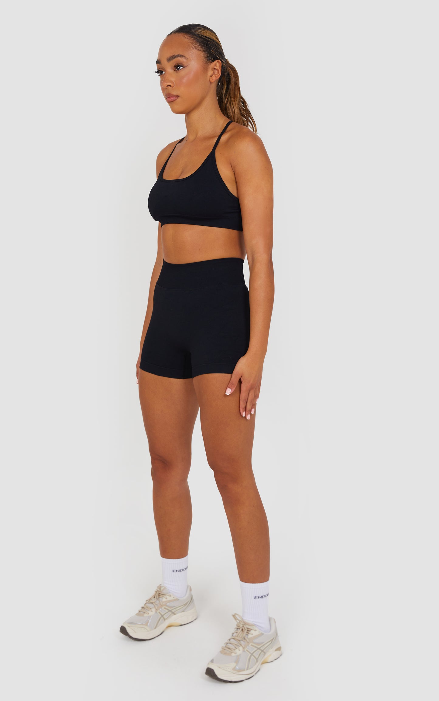 Flex Cross Strap Bra and Shorts Set - Black