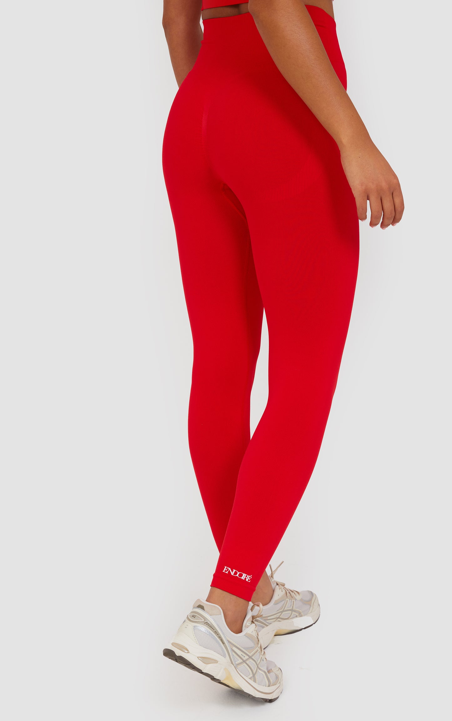 Soft Active Halter Neck Scrunch Leggings Set - Red