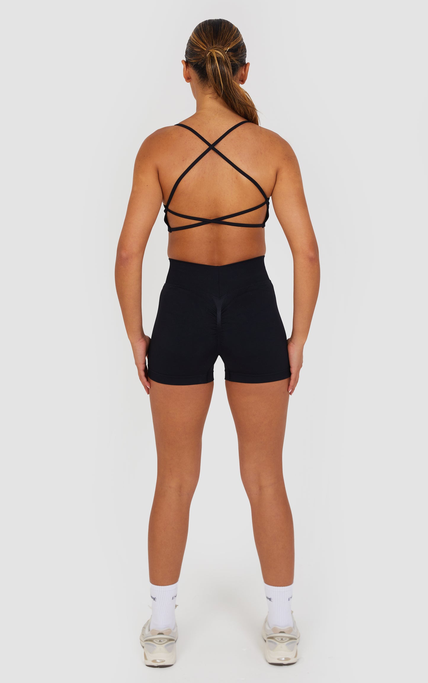 Flex Cross Strap Bra and Shorts Set - Black