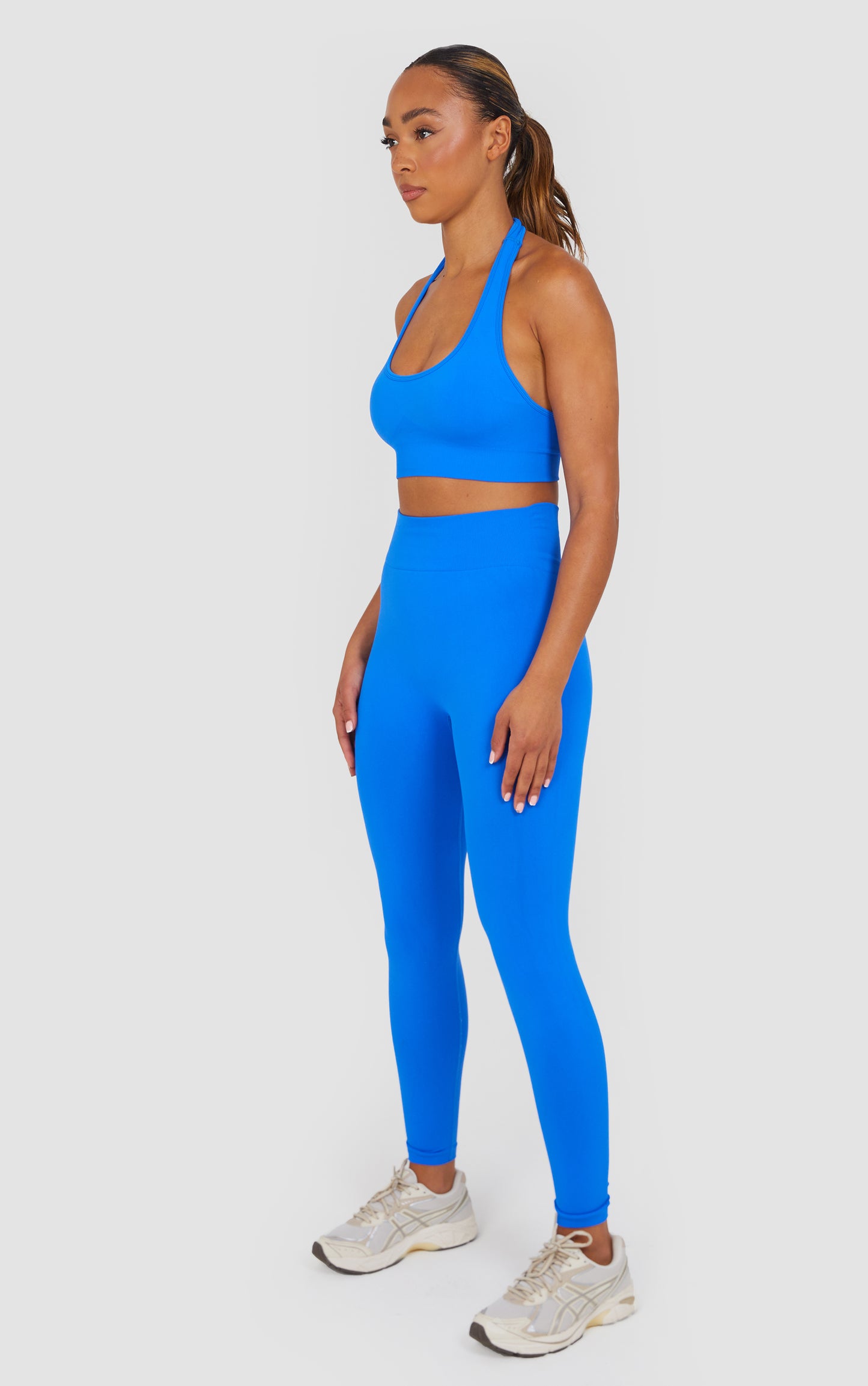 Soft Active Halter Neck Scrunch Leggings Set - Cobalt Blue