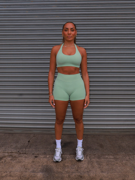 Elevate Halter Neck Bra - Pistachio