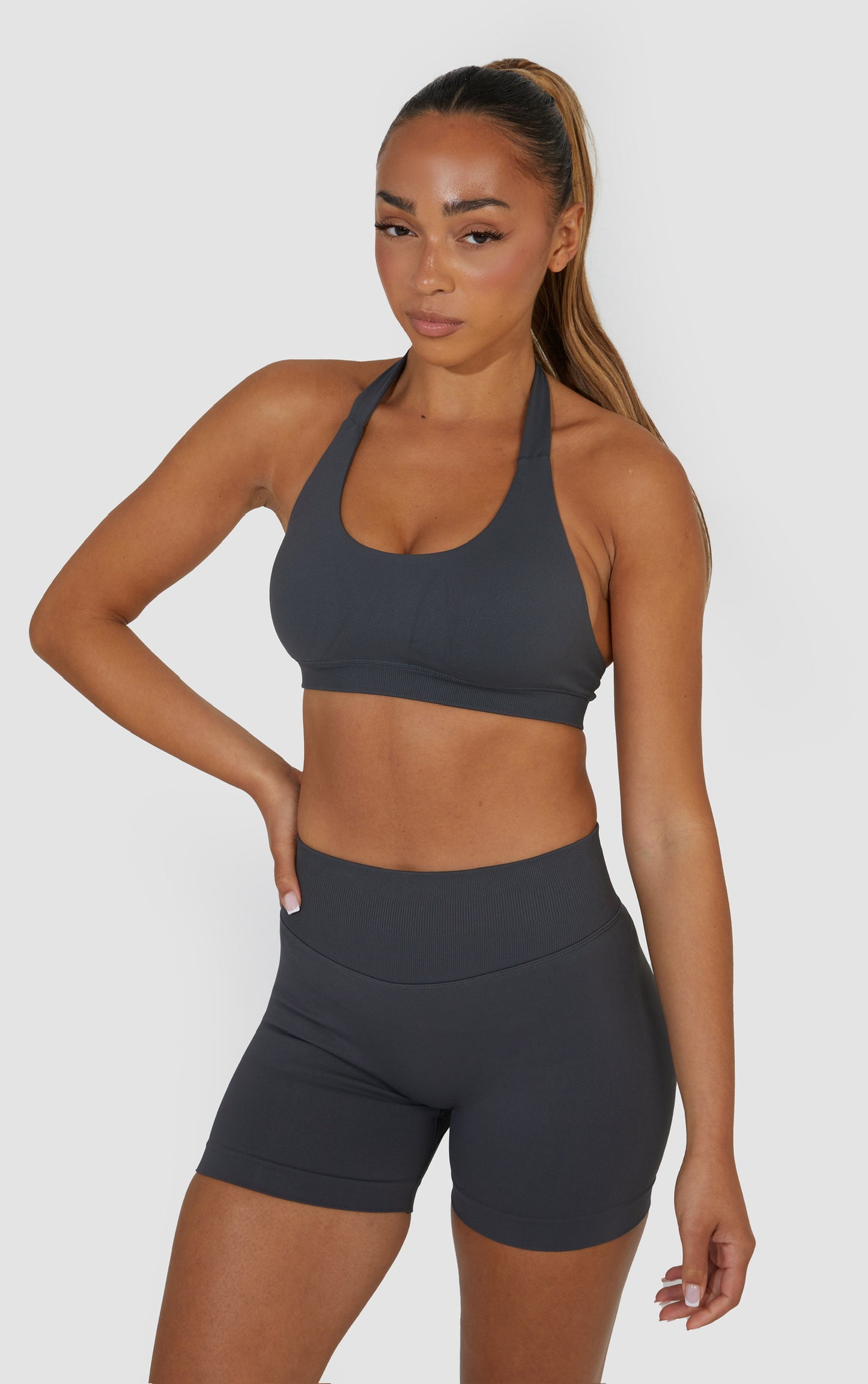 Elevate Halter Neck Bra - Grey