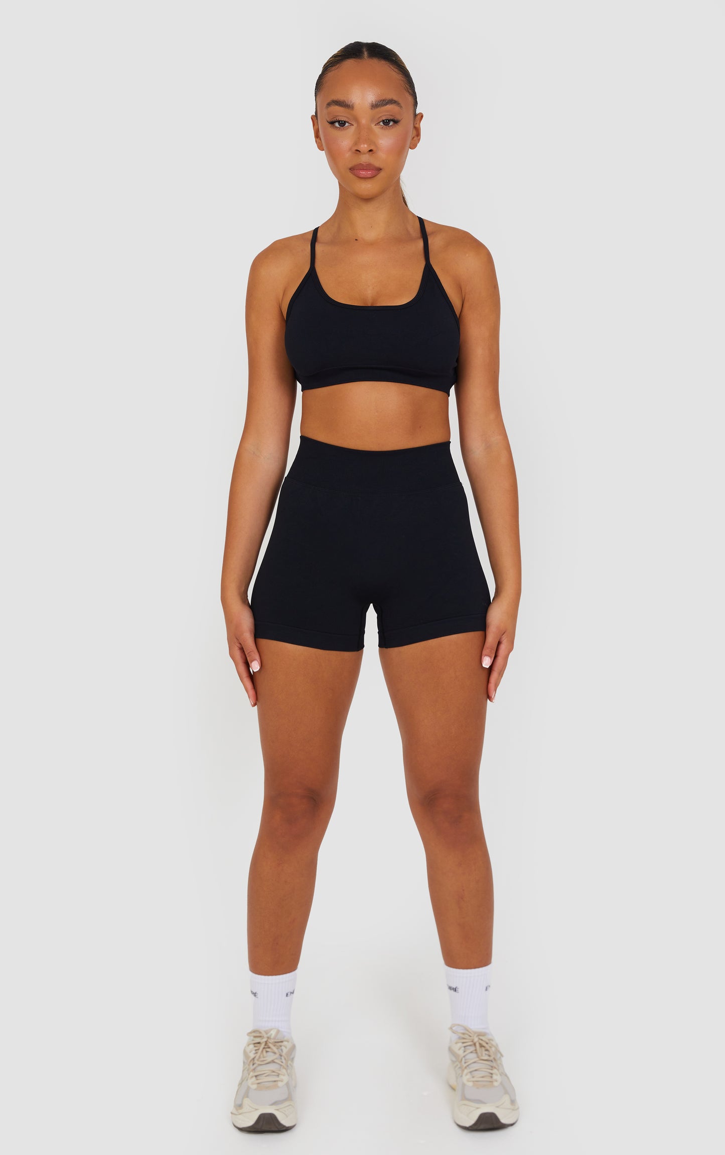 Flex Cross Strap Bra and Shorts Set - Black