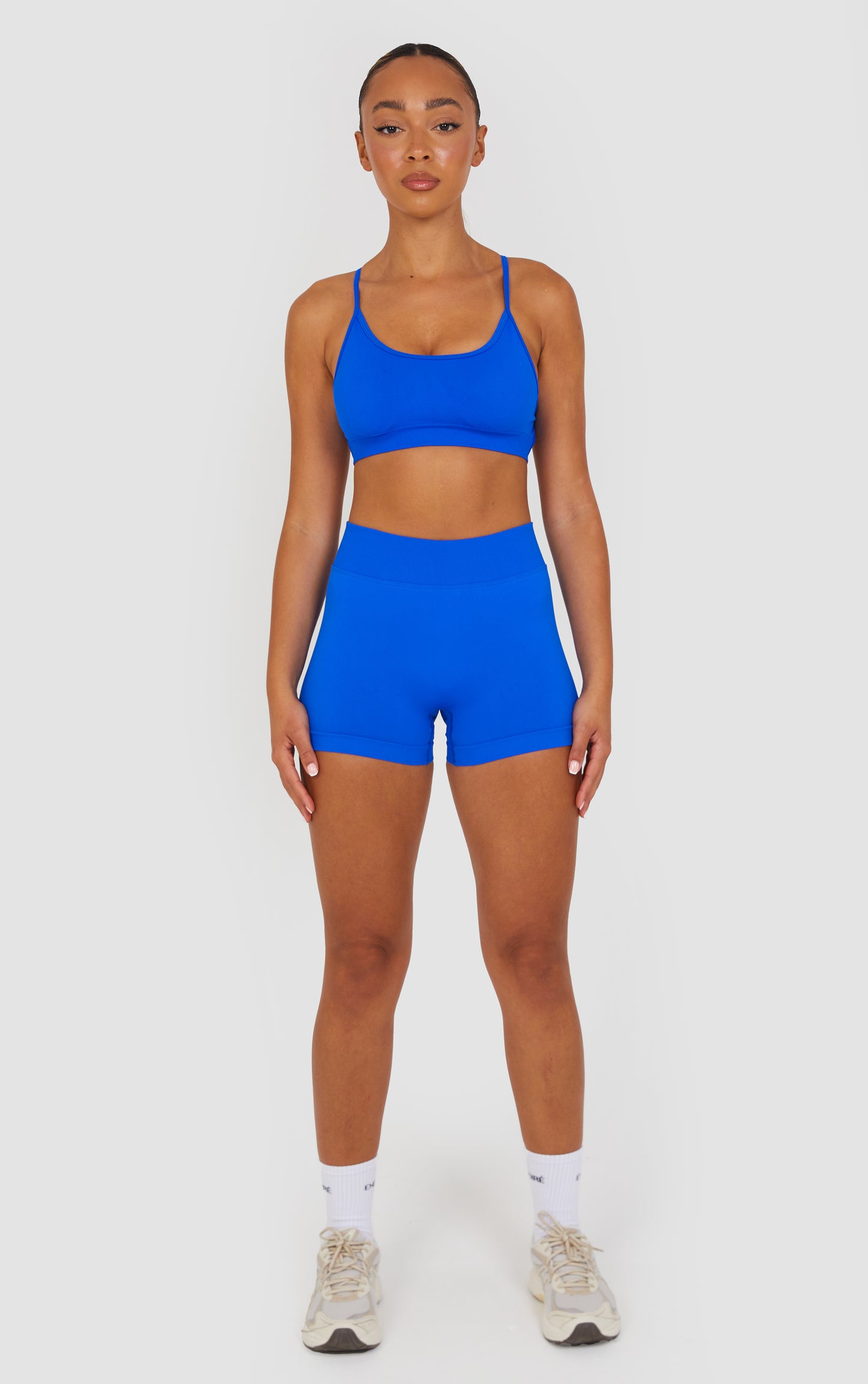 Flex Cross Strap Bra and Shorts Set - Cobalt Blue