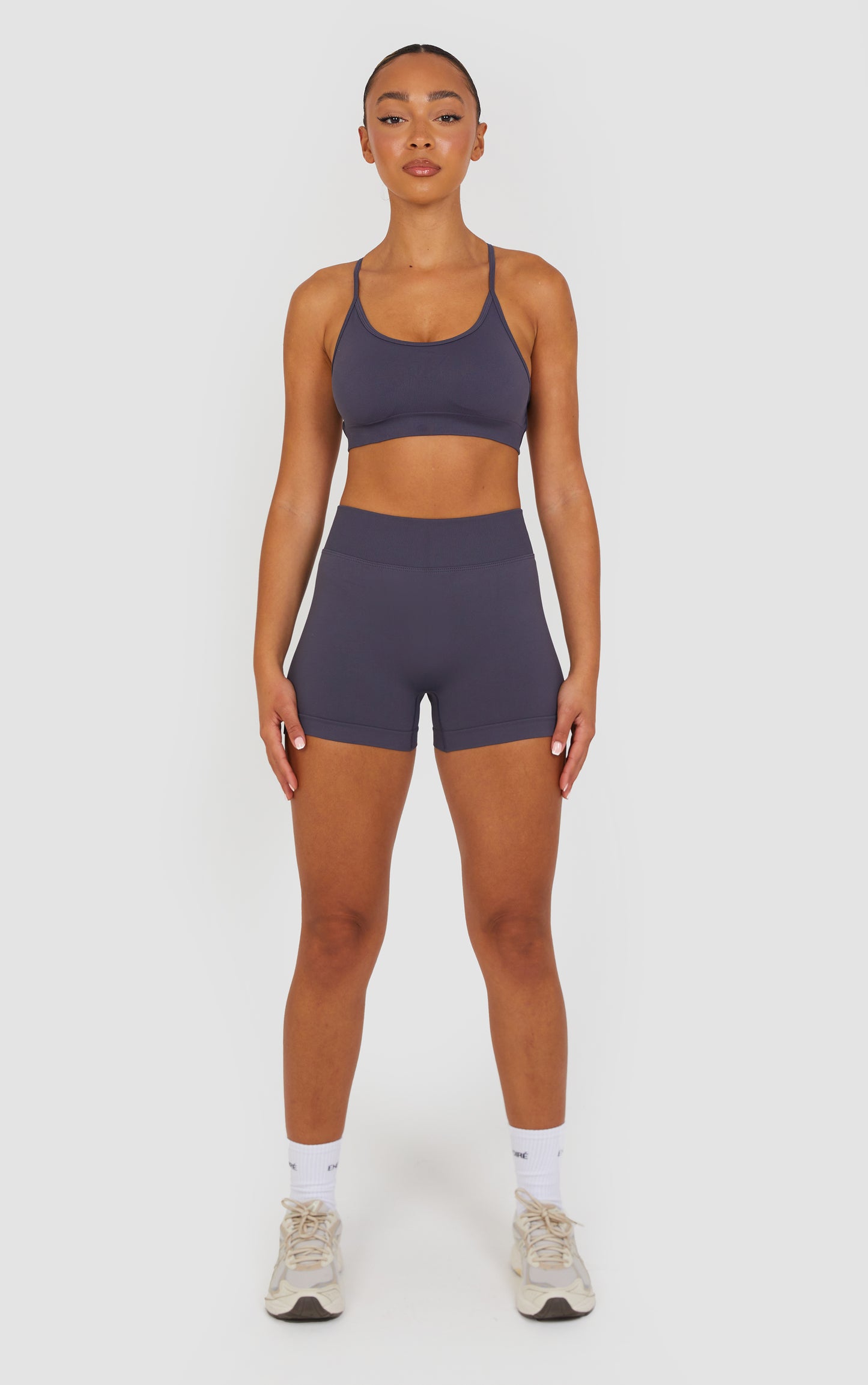 Flex Cross Strap Bra and Shorts Set - Graphite