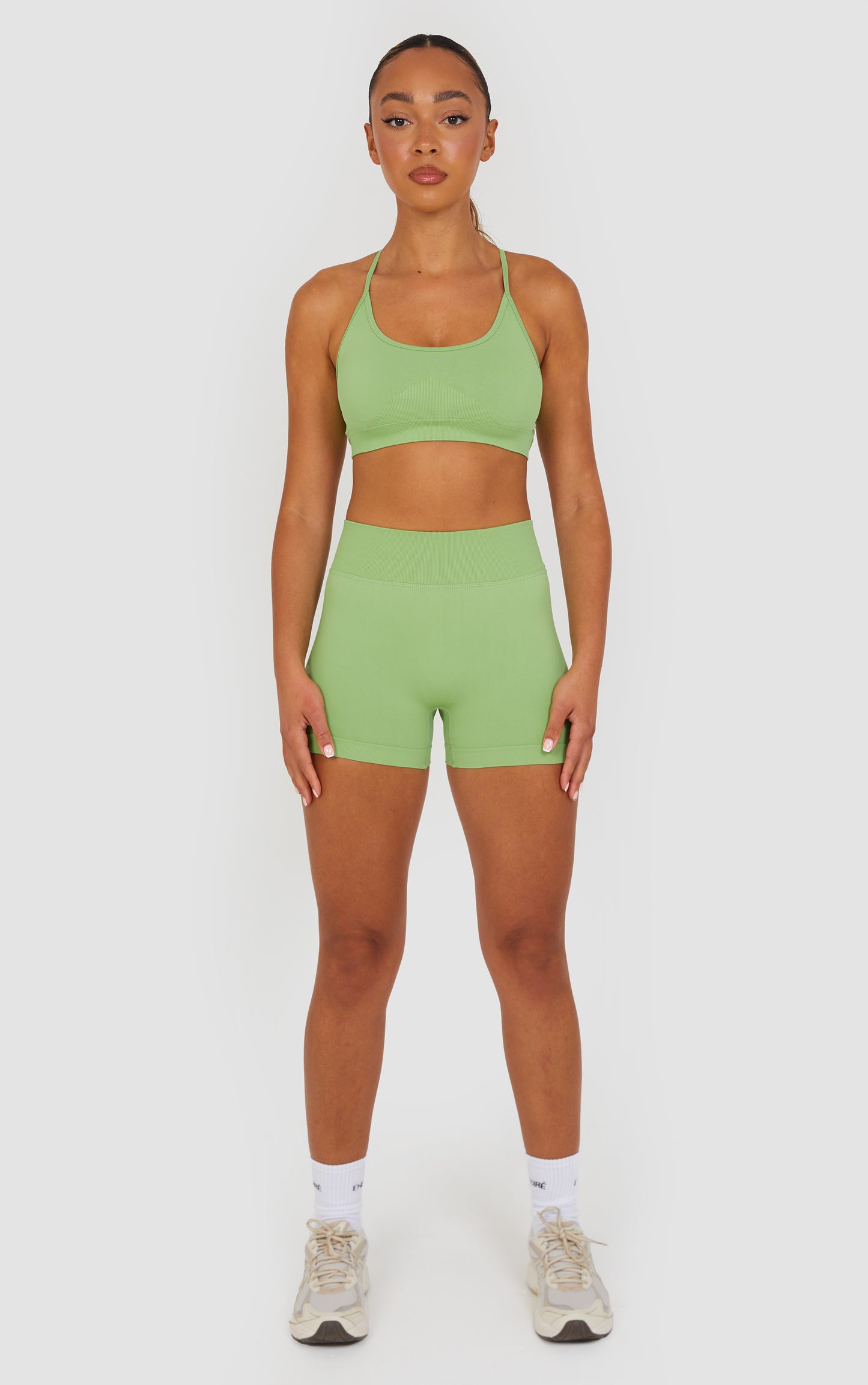 Flex Cross Strap Bra and Shorts Set - Lime Green