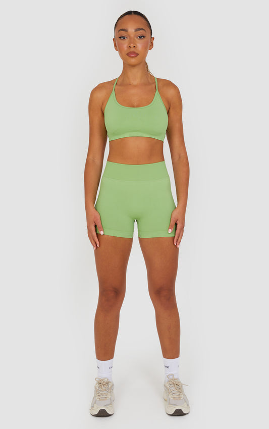 Flex Cross Strap Bra and Shorts Set - Lime Green